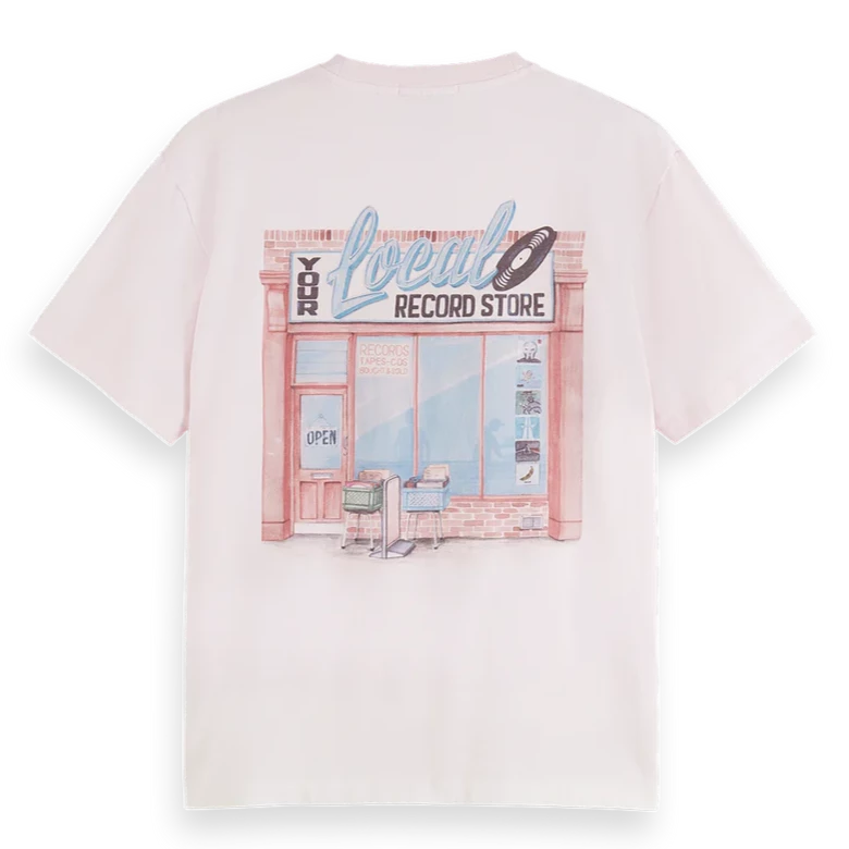 Scotch & Soda Record Store Artwork Tee -PINK CLOUD
