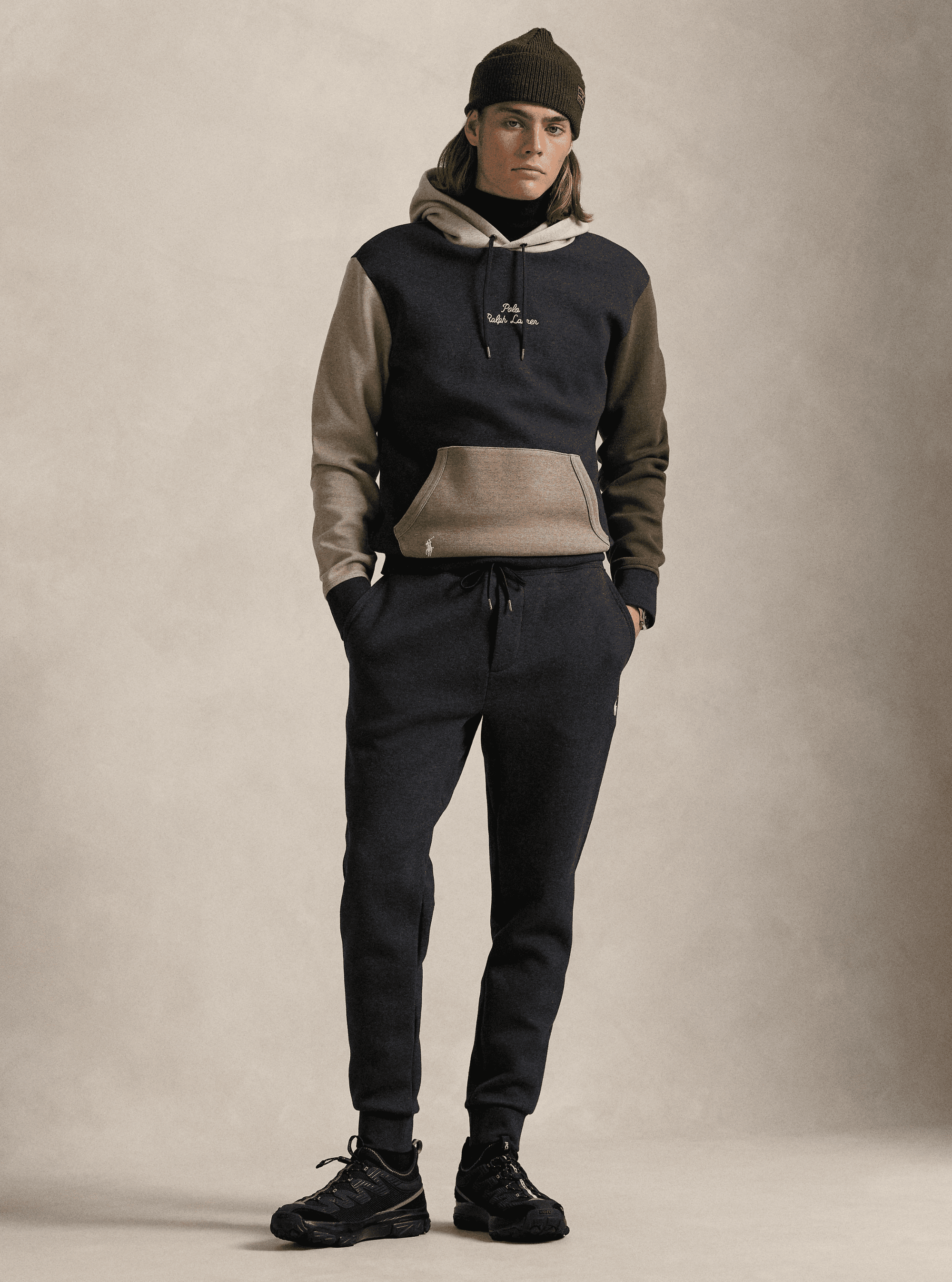 Polo Ralph Lauren
Logo Color Block Double-Knit Hoodie - BLACK MARL/MULTI