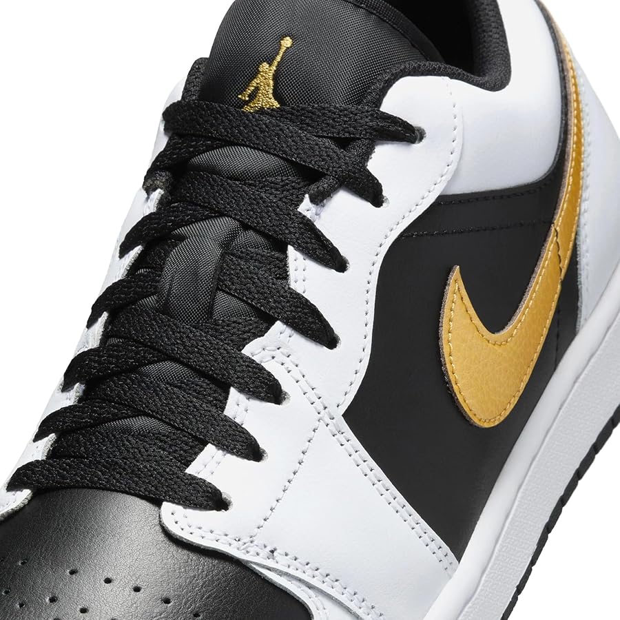 Men&#39;s Air Jordan 1 Low- WHITE/METALLIC GOLD-BLACK