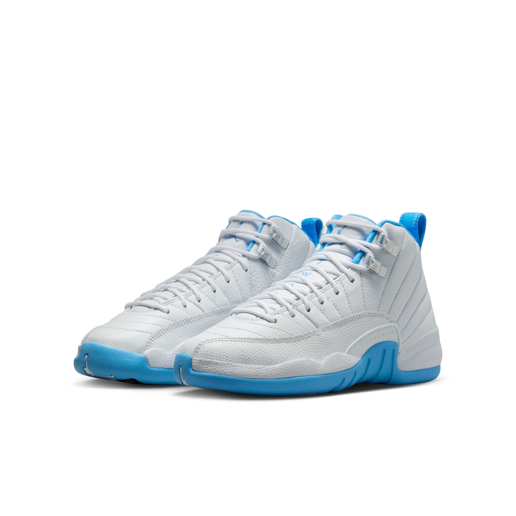 GS Air Jordan 12 Retro "White and University Blue" - WHITE/UNIVERSITY BLUE-METALLIC SILVER