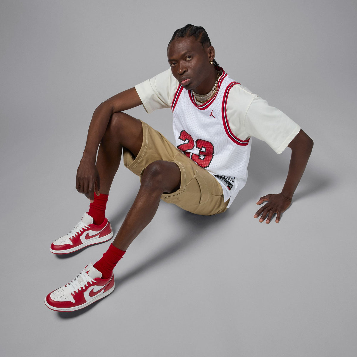 Men&#39;s Air Jordan 1 Low - SUMMIT WHITE/VARSITY RED-SUMMIT WHITE