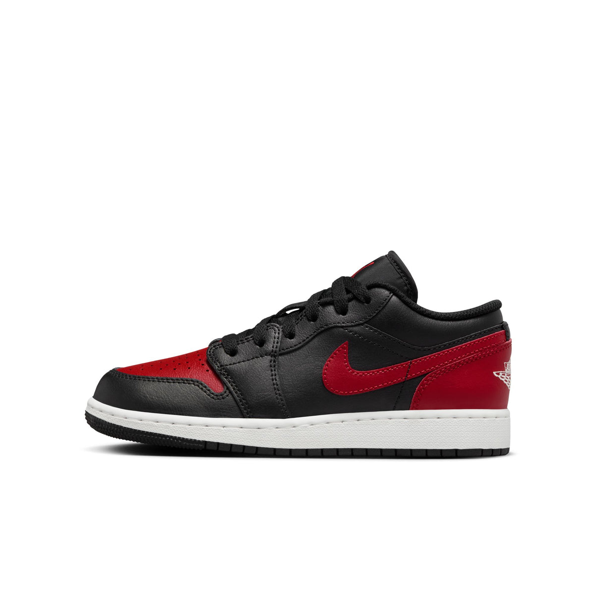 Big Kid&#39;s Air Jordan 1 Low- BLACK/VARSITY RED-SUMMIT WHITE