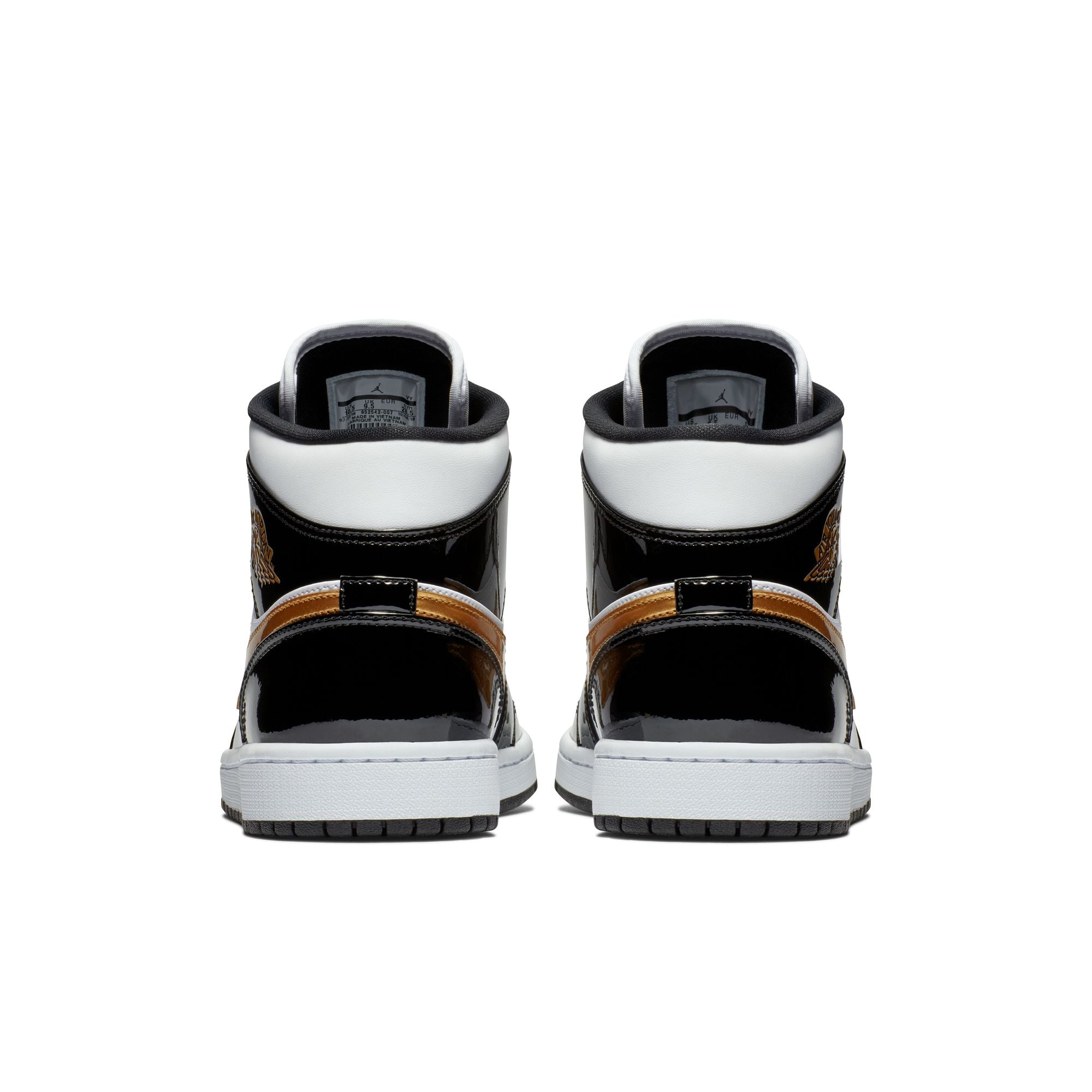 Men's Air Jordan 1 Mid- BLACK/METALLIC GOLD-WHITE
