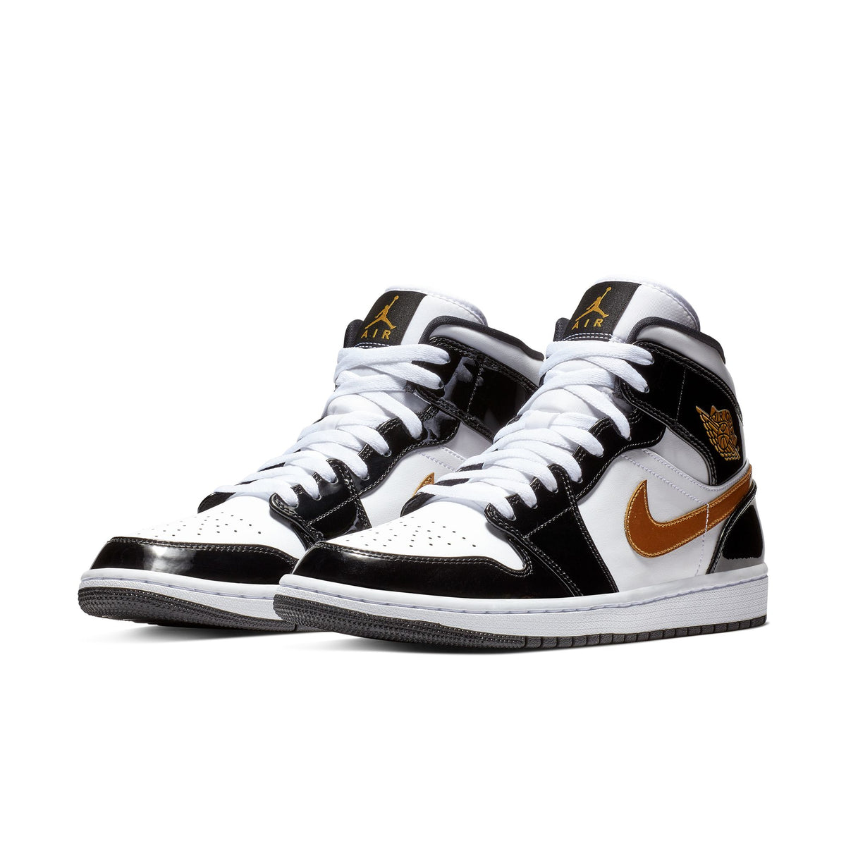 Men&#39;s Air Jordan 1 Mid- BLACK/METALLIC GOLD-WHITE