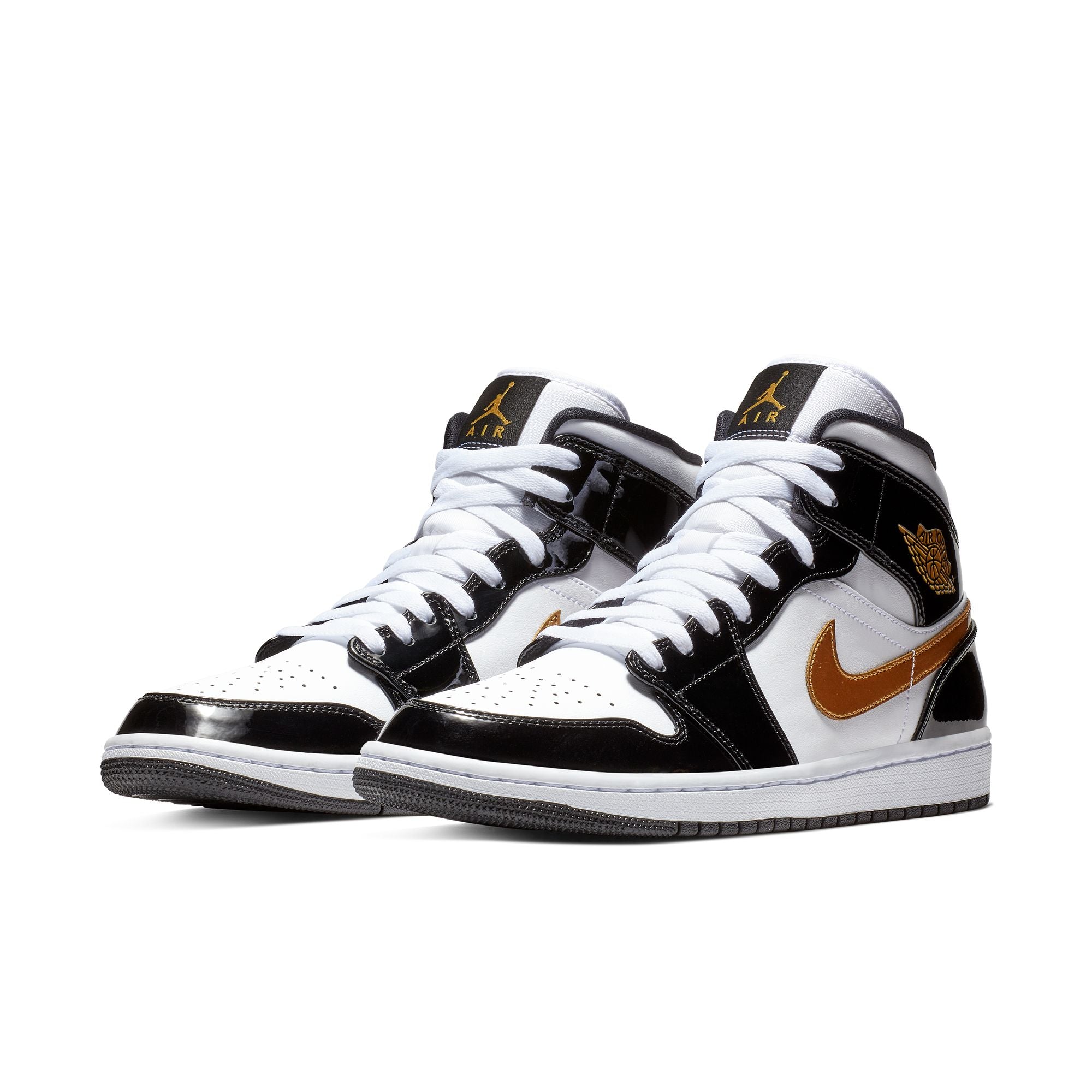 Men's Air Jordan 1 Mid- BLACK/METALLIC GOLD-WHITE