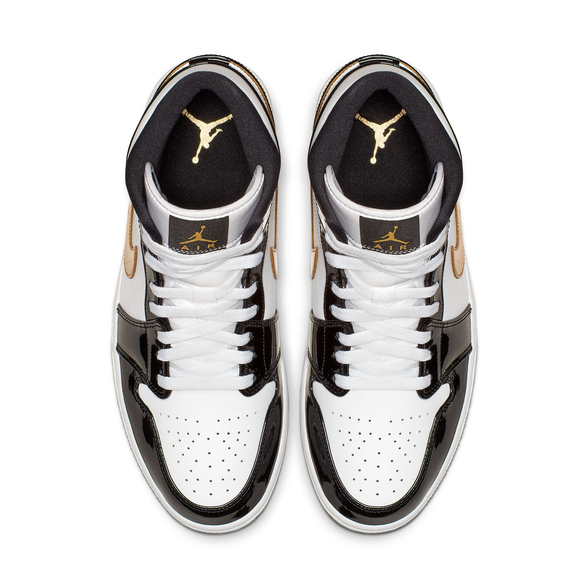 Men&#39;s Air Jordan 1 Mid- BLACK/METALLIC GOLD-WHITE