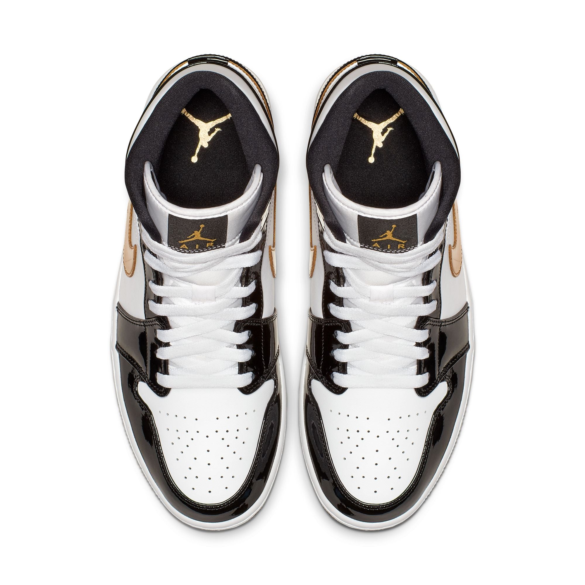 Men's Air Jordan 1 Mid- BLACK/METALLIC GOLD-WHITE