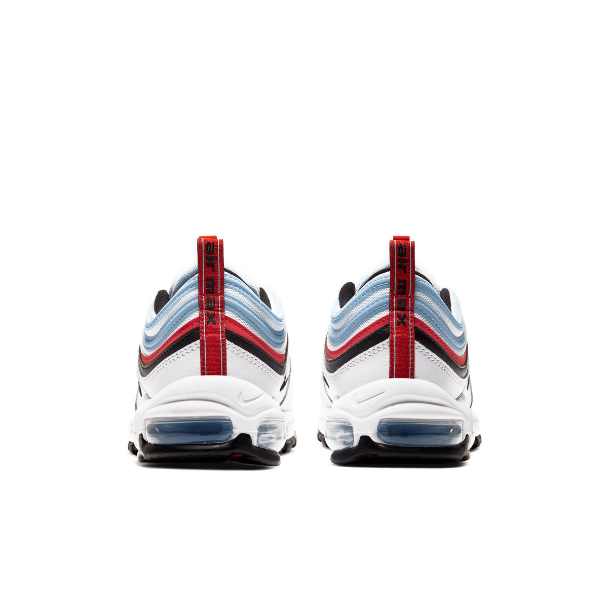 Men&#39;s Nike Air Max 97- WHITE/BLACK-UNIVERSITY RED-PSYCHIC BLUE
