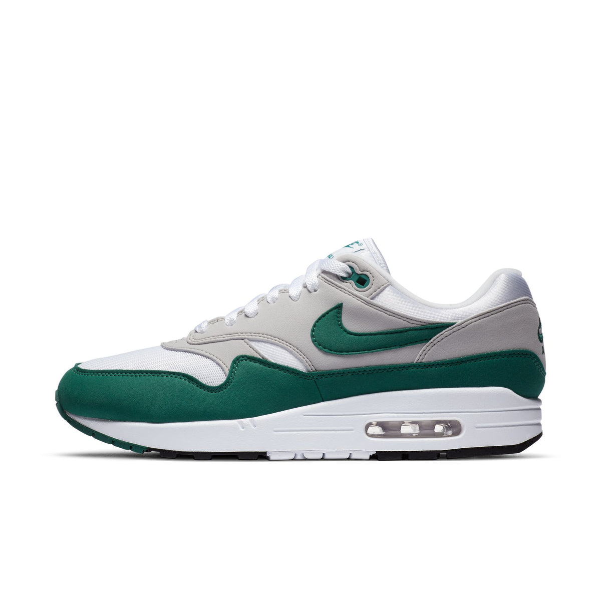 Men&#39;s Nike Air Max 1- WHITE/EVERGREEN AURA-NEUTRAL GREY-BLACK