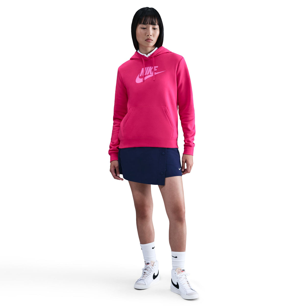 Women&#39;s Nike Sportswear Club Fleece Hoodie - RUSH PINK/PLAYFUL PINK