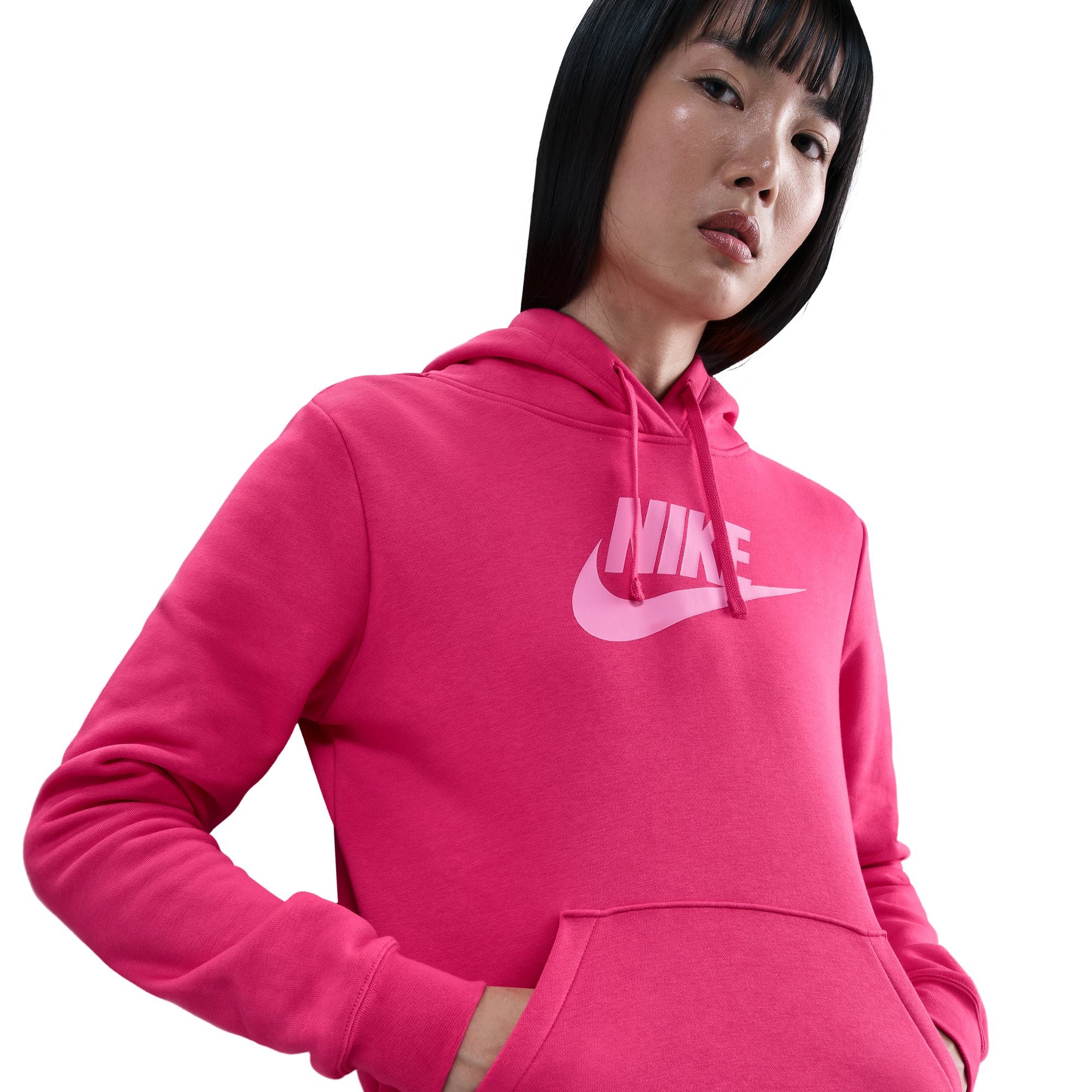 Women's Nike Sportswear Club Fleece Hoodie - RUSH PINK/PLAYFUL PINK