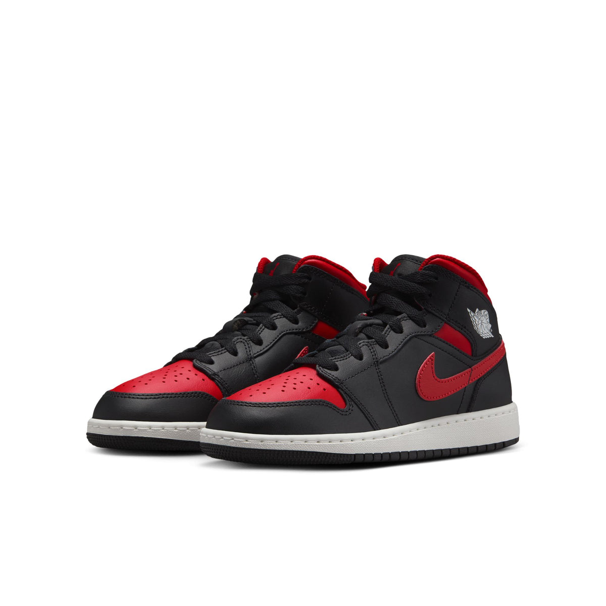 Big Kid&#39;s Air Jordan 1 Mid- BLACK/VARSITY RED-SUMMIT WHITE