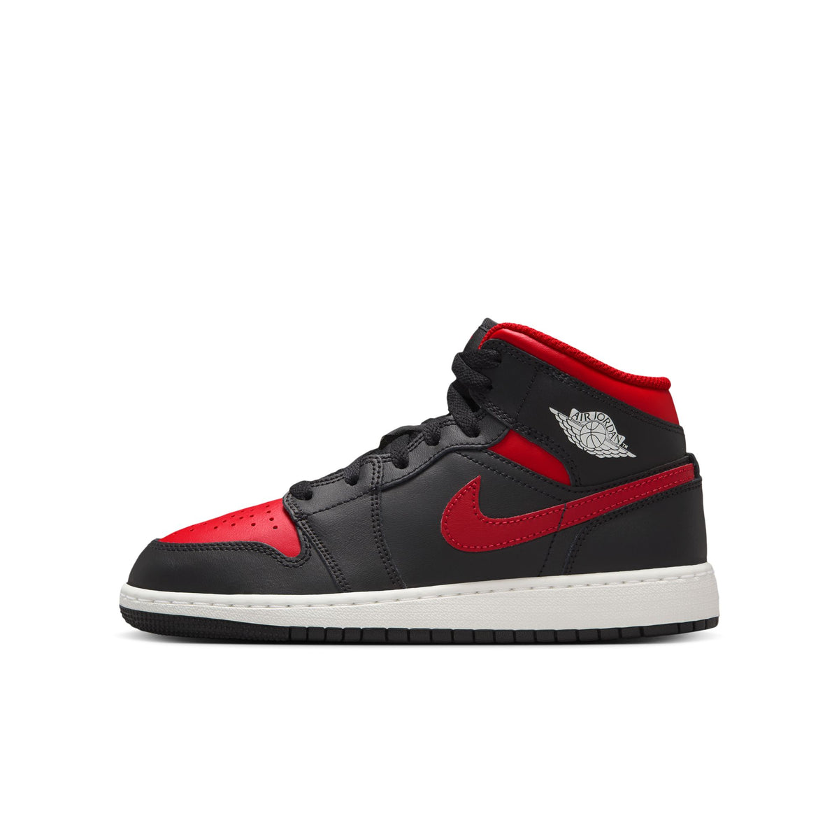 Big Kid&#39;s Air Jordan 1 Mid- BLACK/VARSITY RED-SUMMIT WHITE