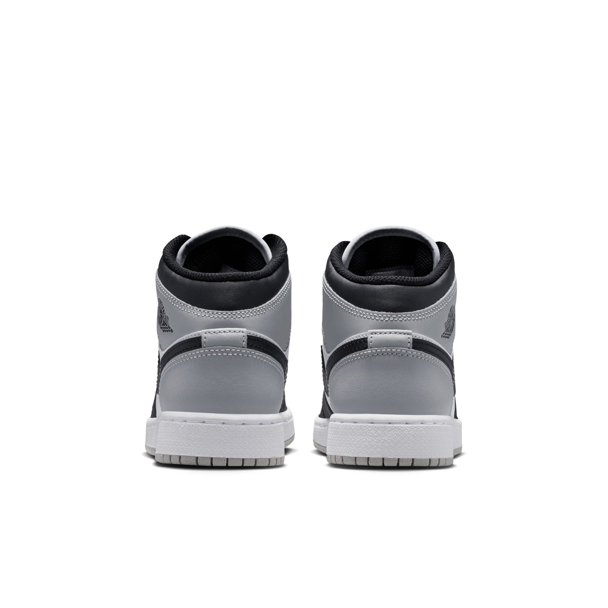 GS Air Jordan 1 Mid - WHITE/BLACK-LT SMOKE GREY