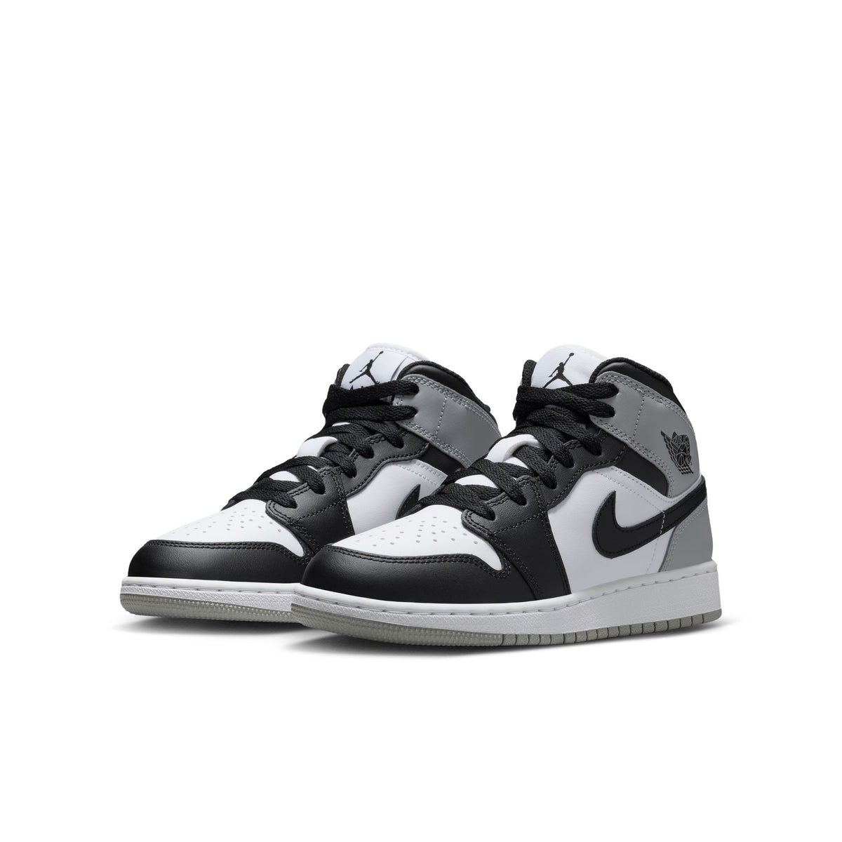 GS Air Jordan 1 Mid - WHITE/BLACK-LT SMOKE GREY