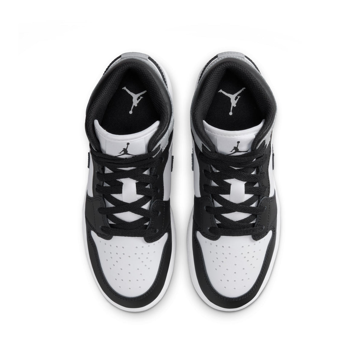 GS Air Jordan 1 Mid - WHITE/BLACK-LT SMOKE GREY