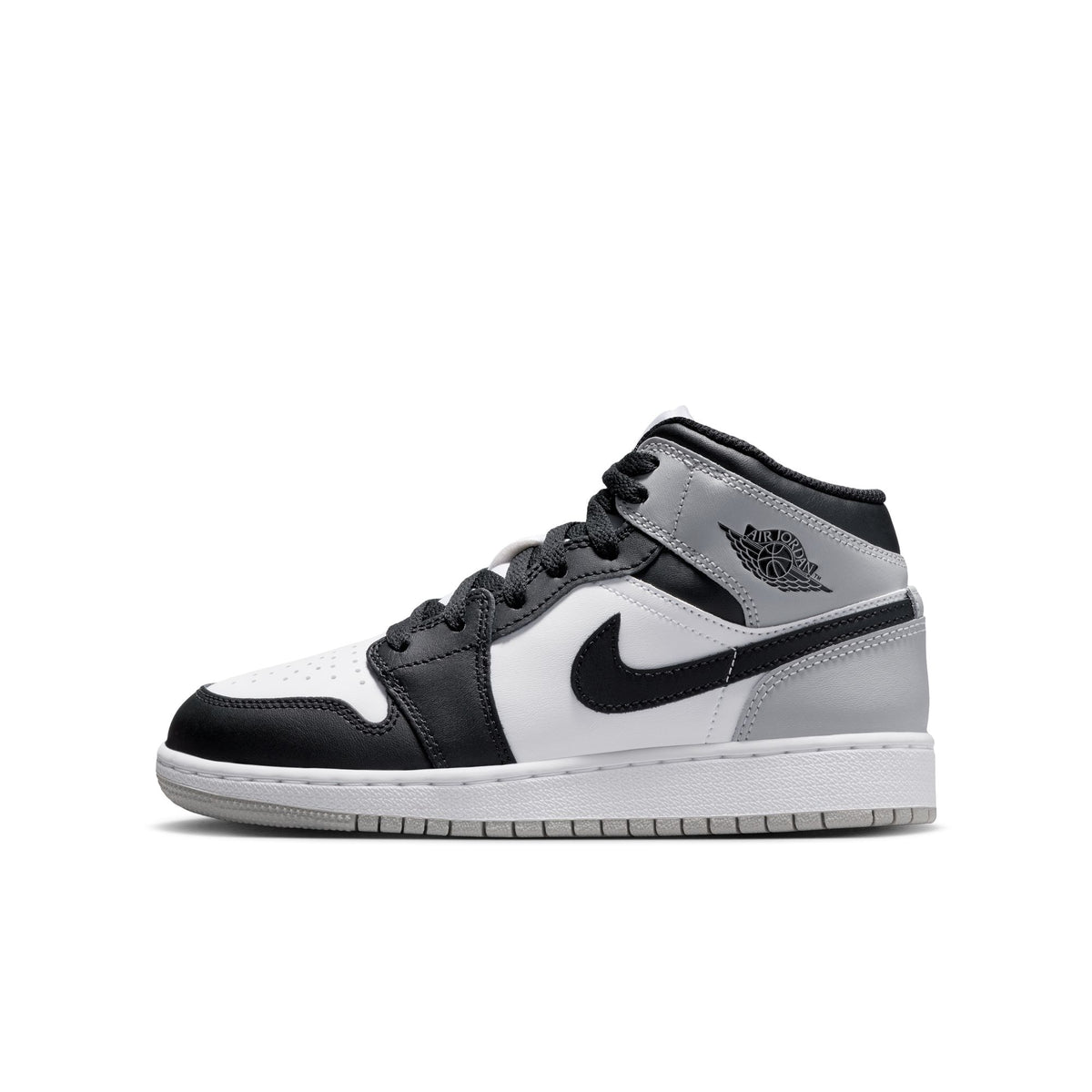 GS Air Jordan 1 Mid - WHITE/BLACK-LT SMOKE GREY