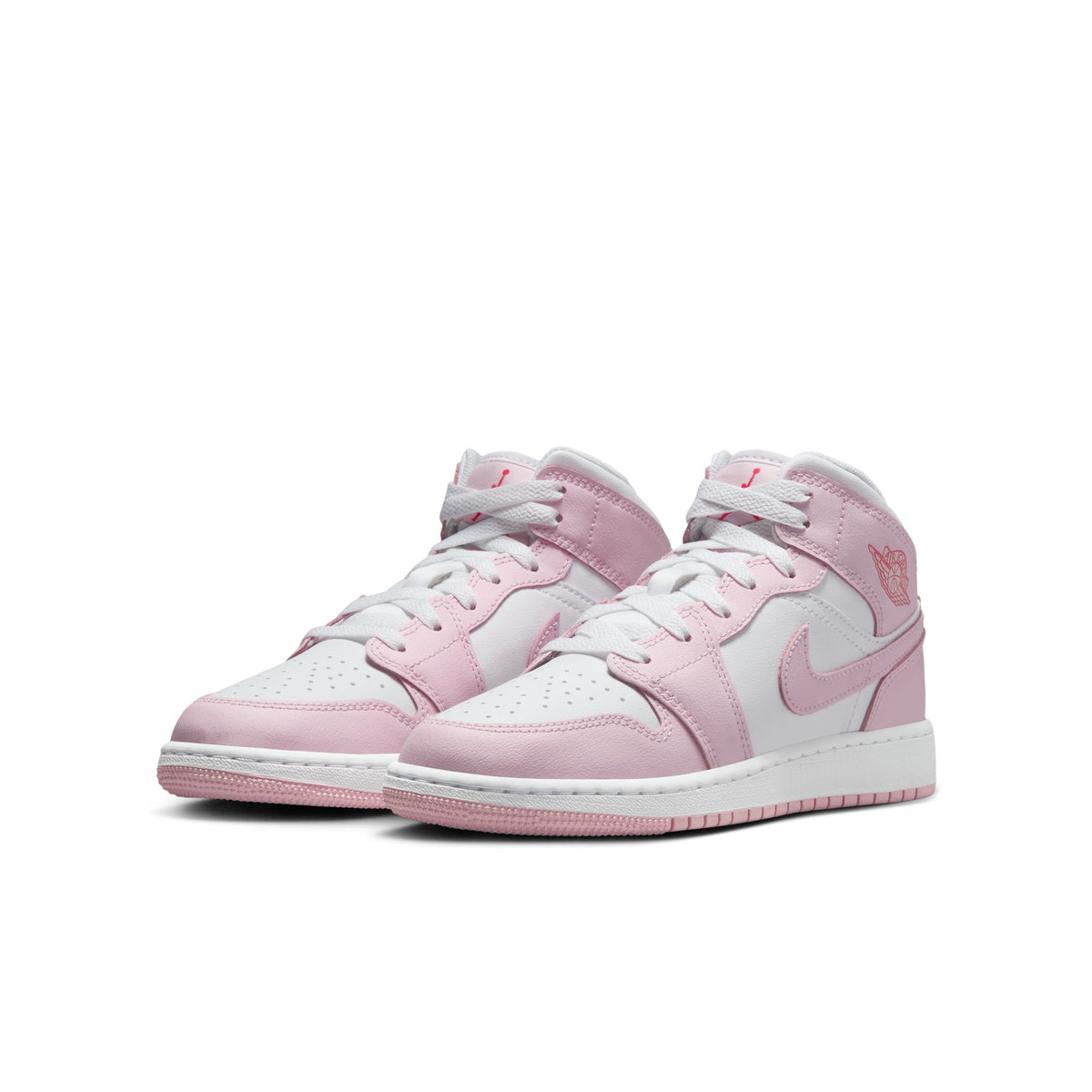 Big Kid&#39;s Air Jordan 1 Mid- PINK FOAM /WHITE-FIRE RED