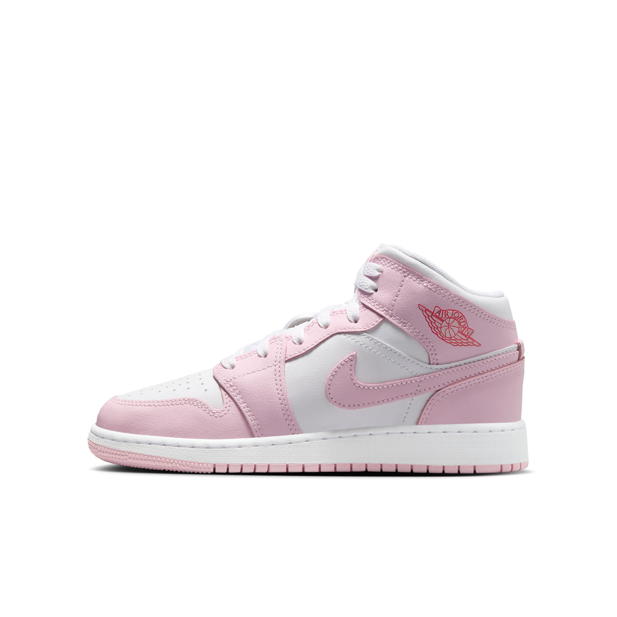 Big Kid&#39;s Air Jordan 1 Mid- PINK FOAM /WHITE-FIRE RED