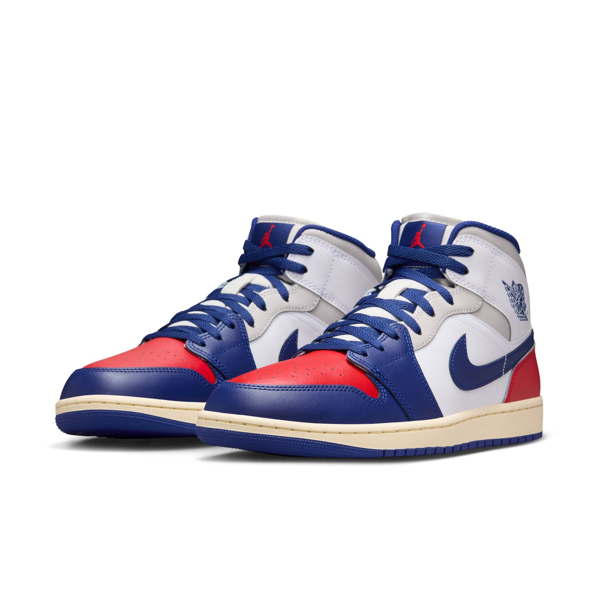 Men's Air Jordan 1 Mid SE - WHITE/DEEP ROYAL BLUE-UNIVERSITY RED