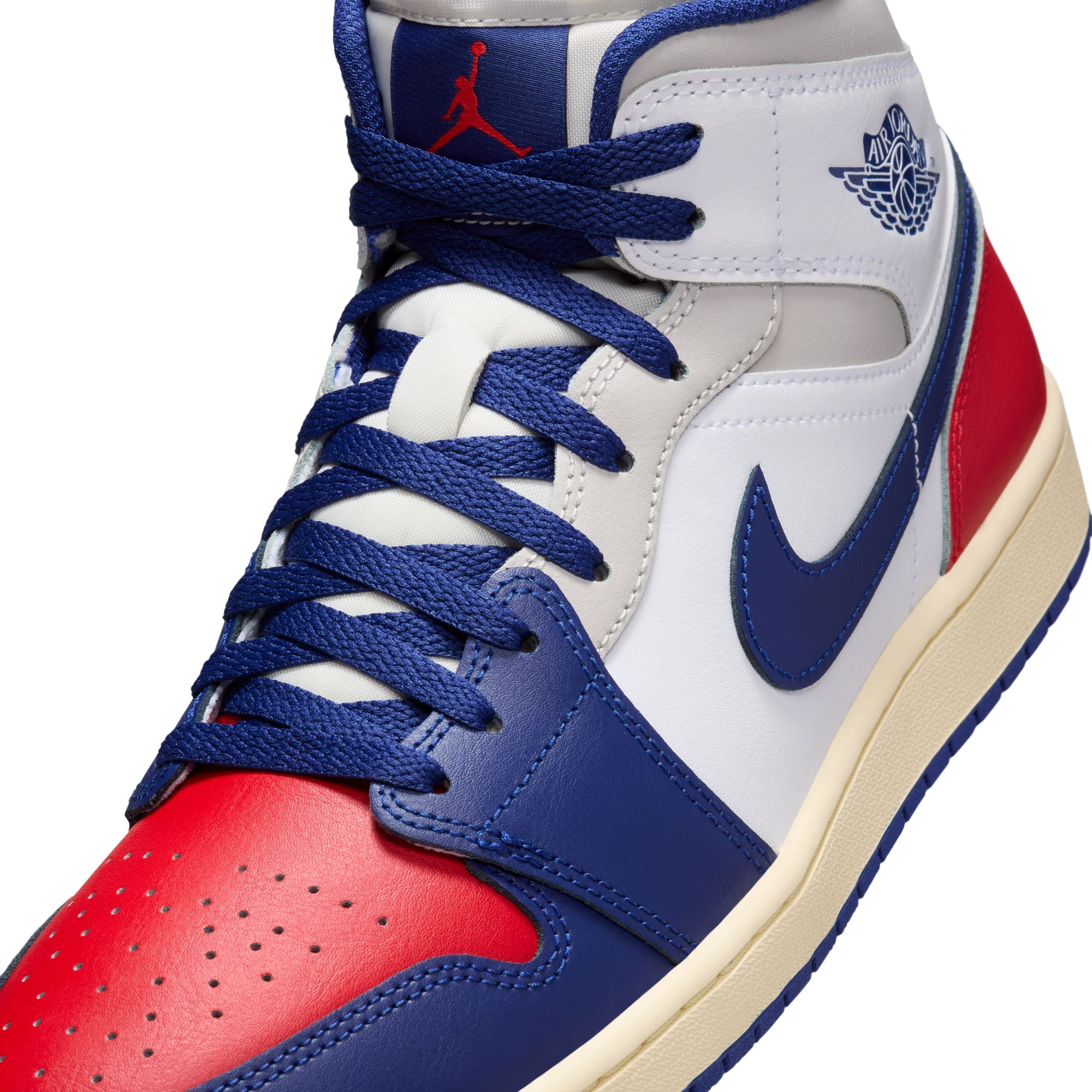 Men's Air Jordan 1 Mid SE - WHITE/DEEP ROYAL BLUE-UNIVERSITY RED