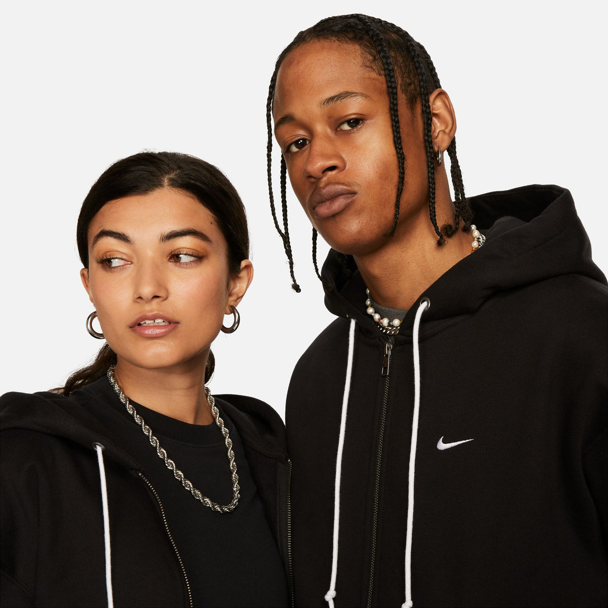 Men&#39;s Nike Solo Swoosh Hoodie - BLACK/WHITE