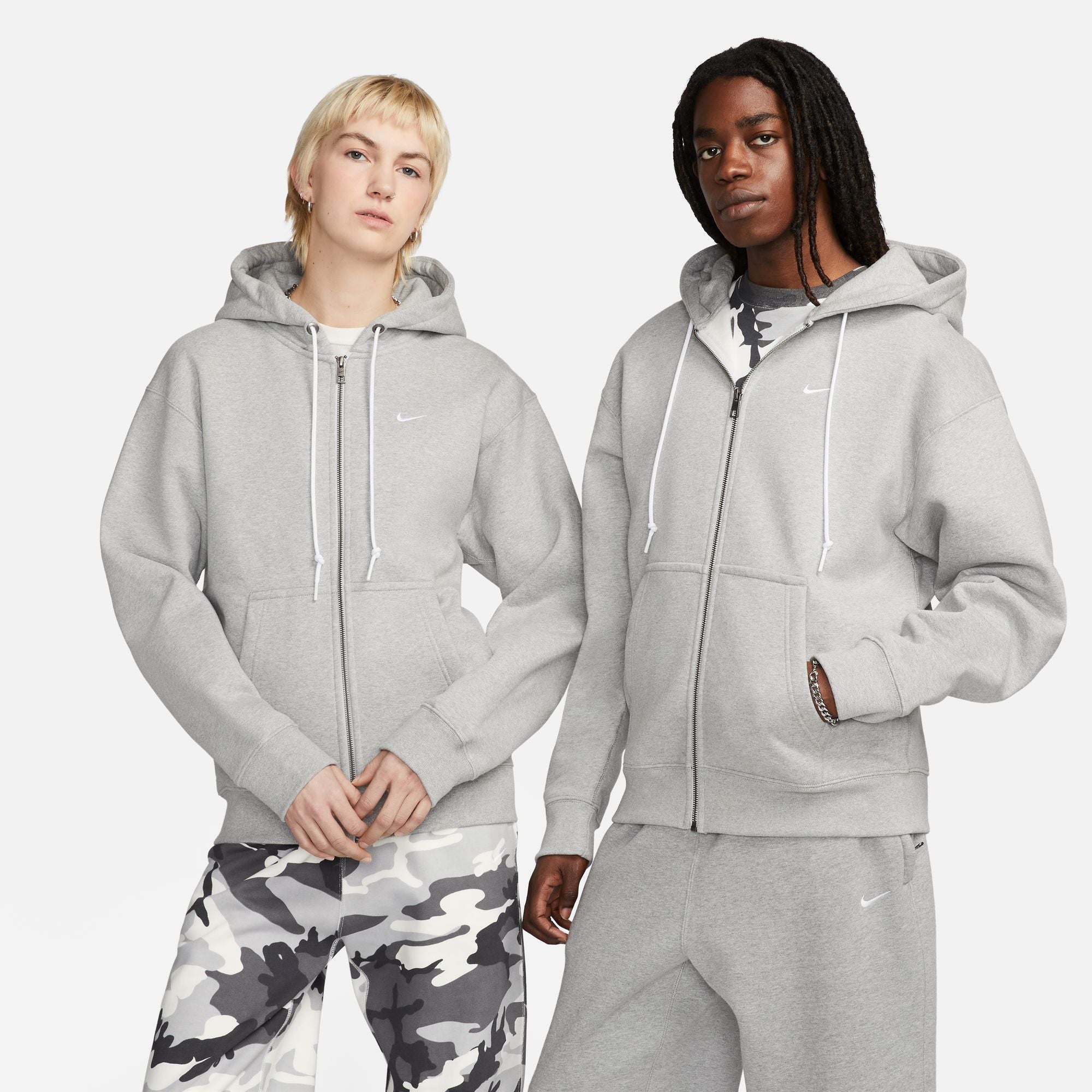 Nike Solo Swoosh
 Hoodie - DK GREY HEATHER/WHITE