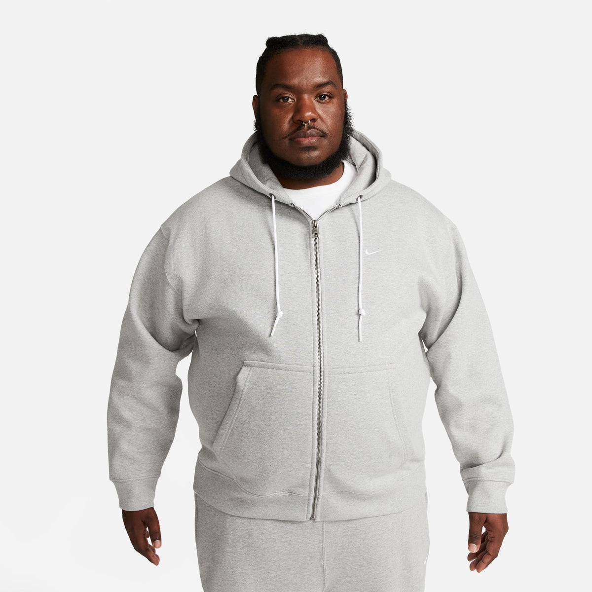 Nike Solo Swoosh
 Hoodie - DK GREY HEATHER/WHITE