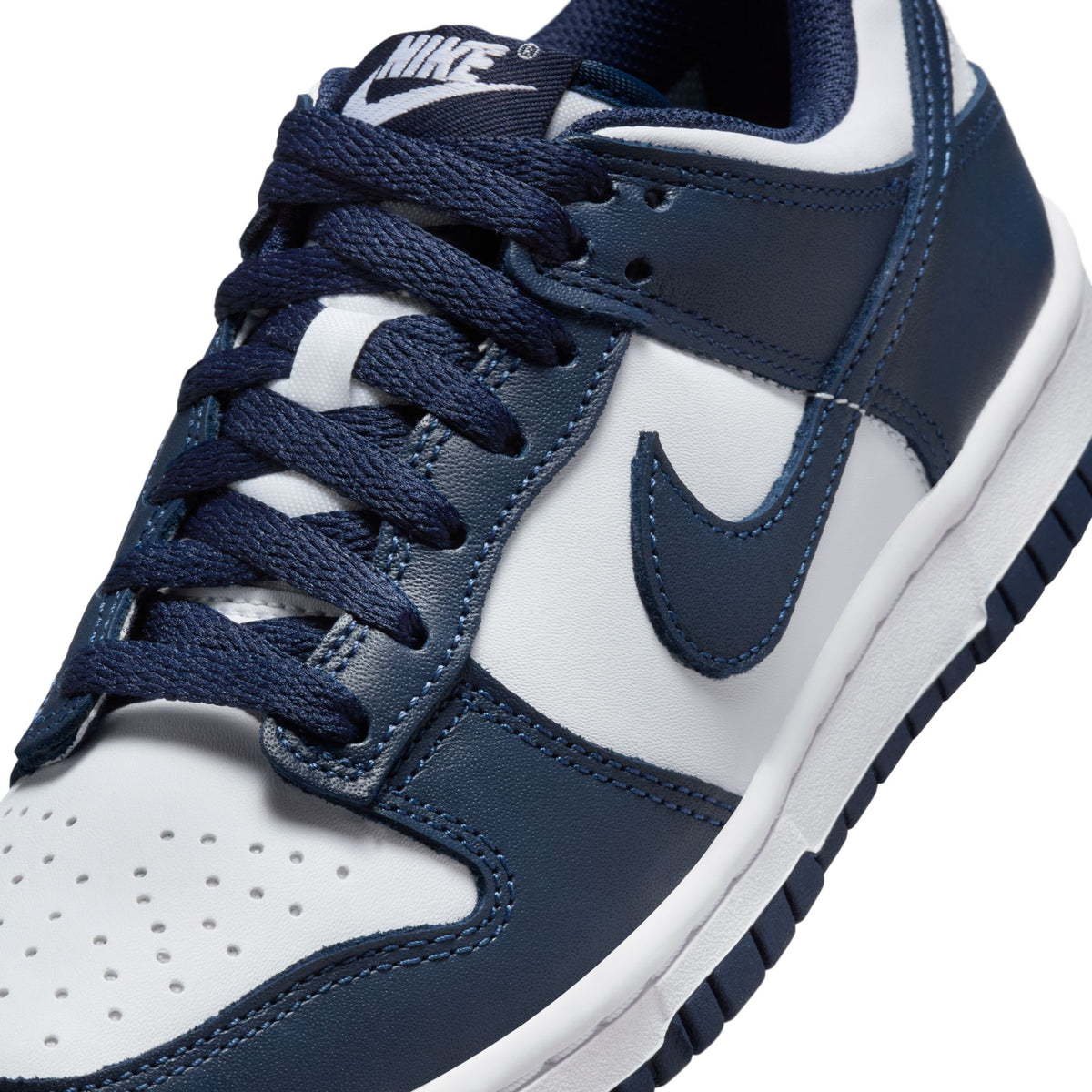 Nike Dunk Low (GS) - WHITE/MIDNIGHT NAVY-WHITE