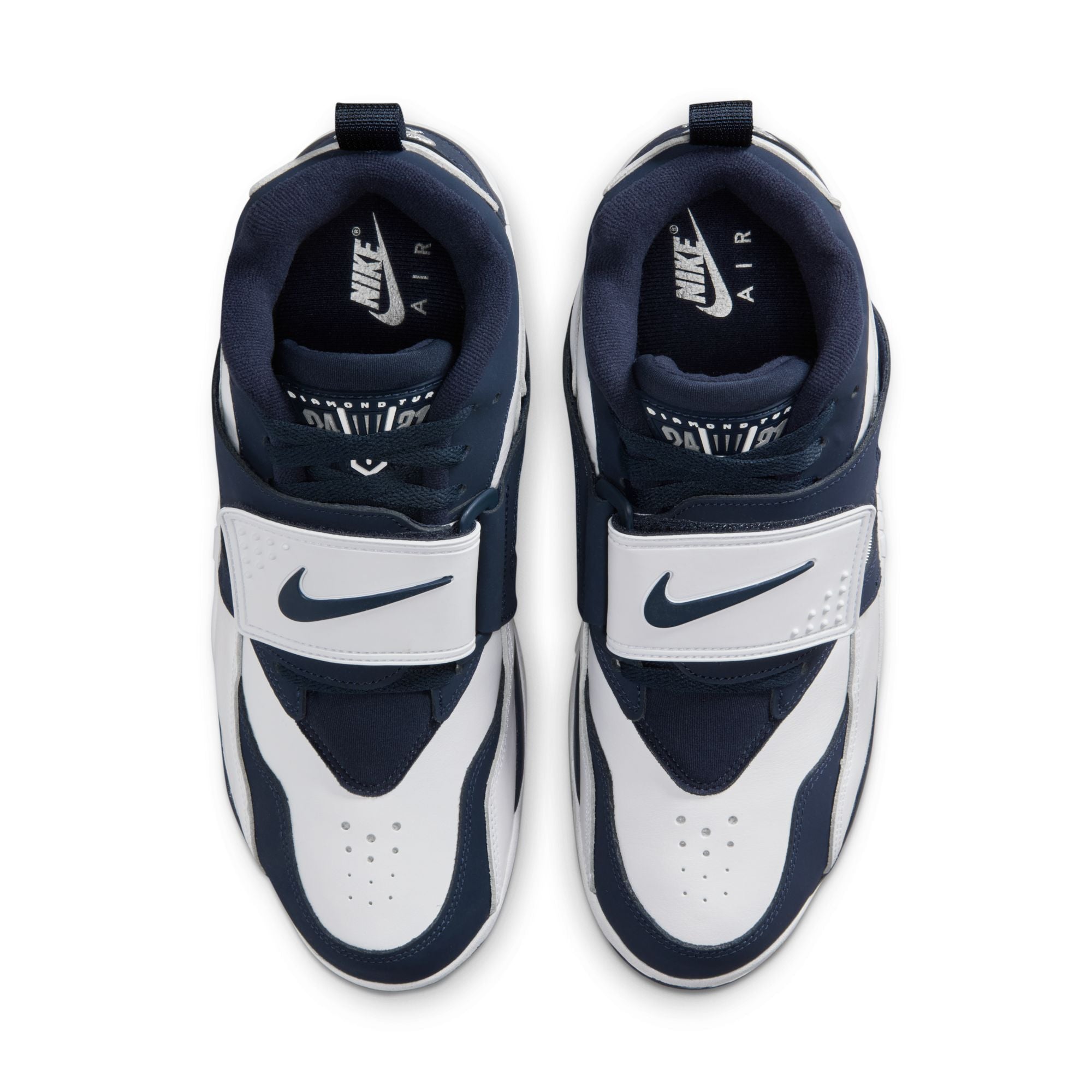 Men's Nike Air Diamond Turf - WHITE/COLLEGE NAVY-METALLIC SILVER