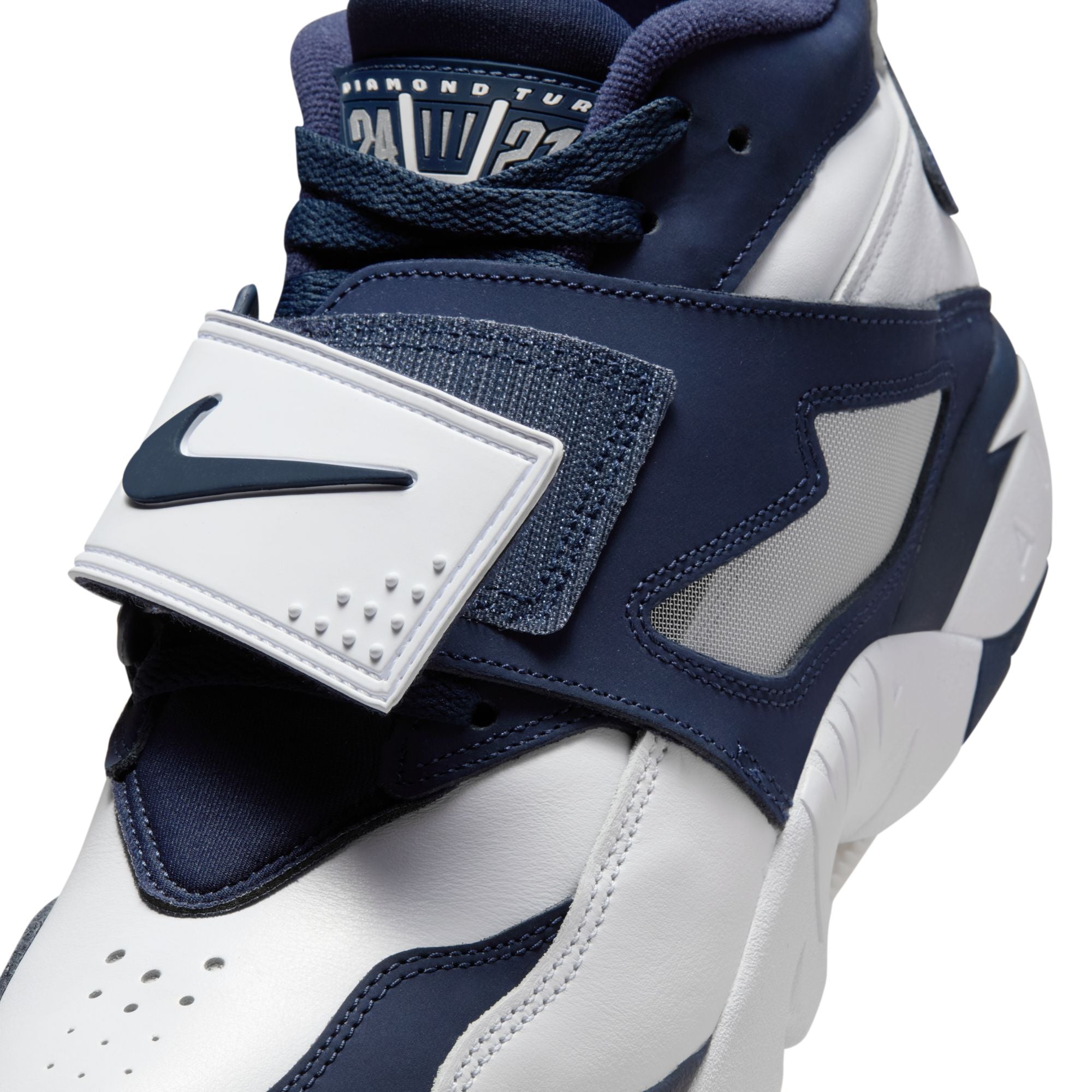 Men's Nike Air Diamond Turf - WHITE/COLLEGE NAVY-METALLIC SILVER