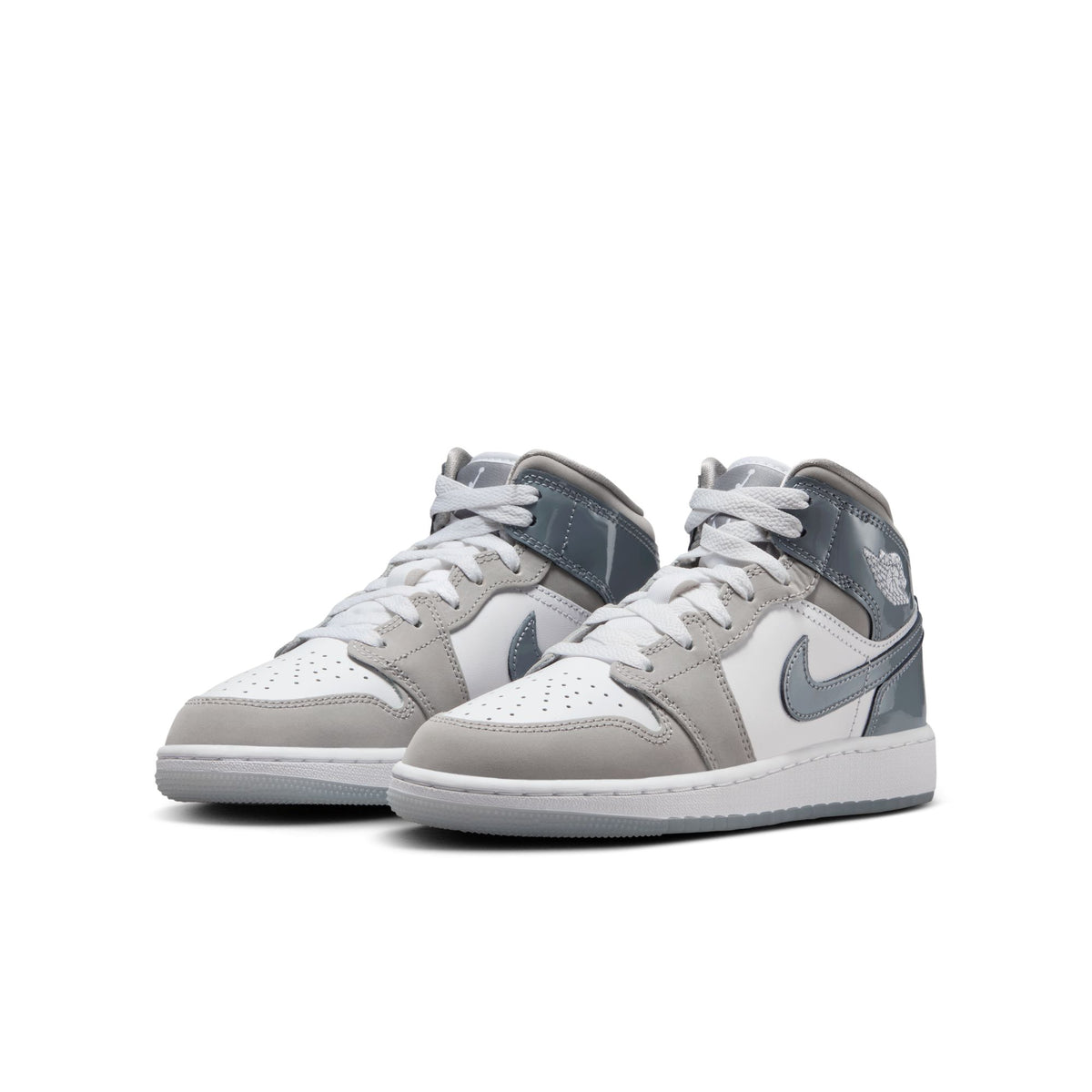 Big Kid&#39;s Air Jordan 1 Mid Se- WHITE/COOL GREY-MEDIUM GREY