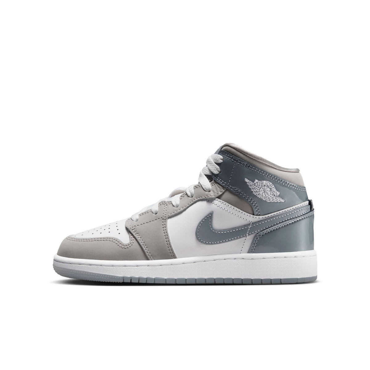 Big Kid&#39;s Air Jordan 1 Mid Se- WHITE/COOL GREY-MEDIUM GREY