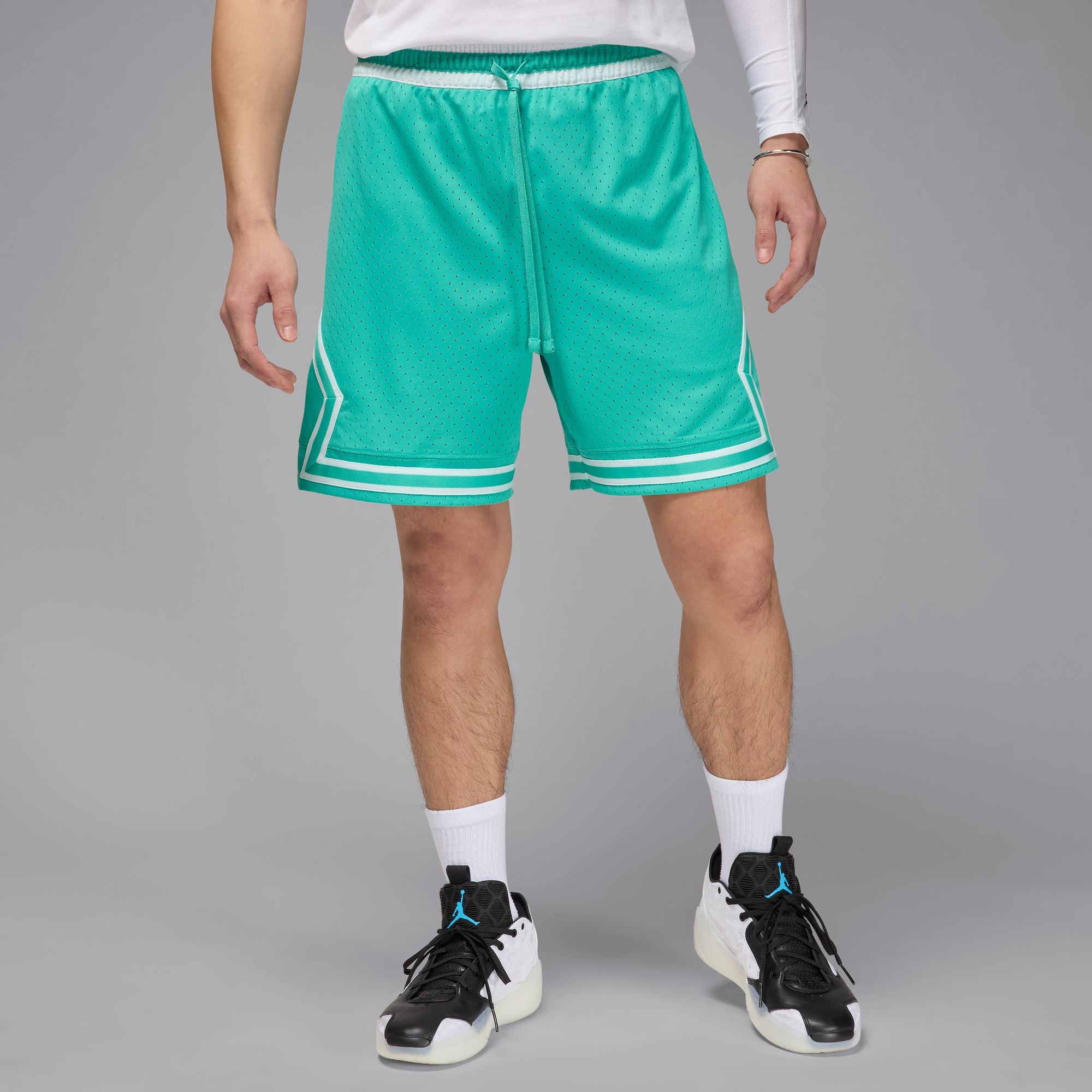 Men's Jordan Dri-FIT Mesh Diamond Shorts - WASHED TEAL/WHITE/WHITE