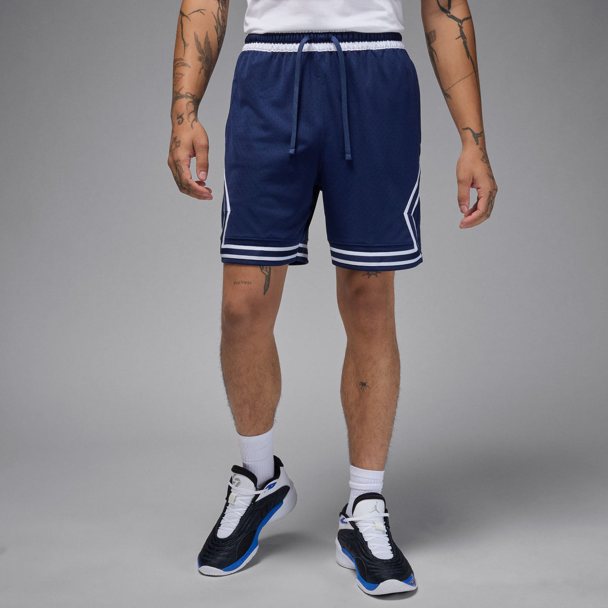 Men&#39;s Jordan Dri-FIT Mesh Diamond Shorts - MIDNIGHT NAVY/WHITE/WHITE