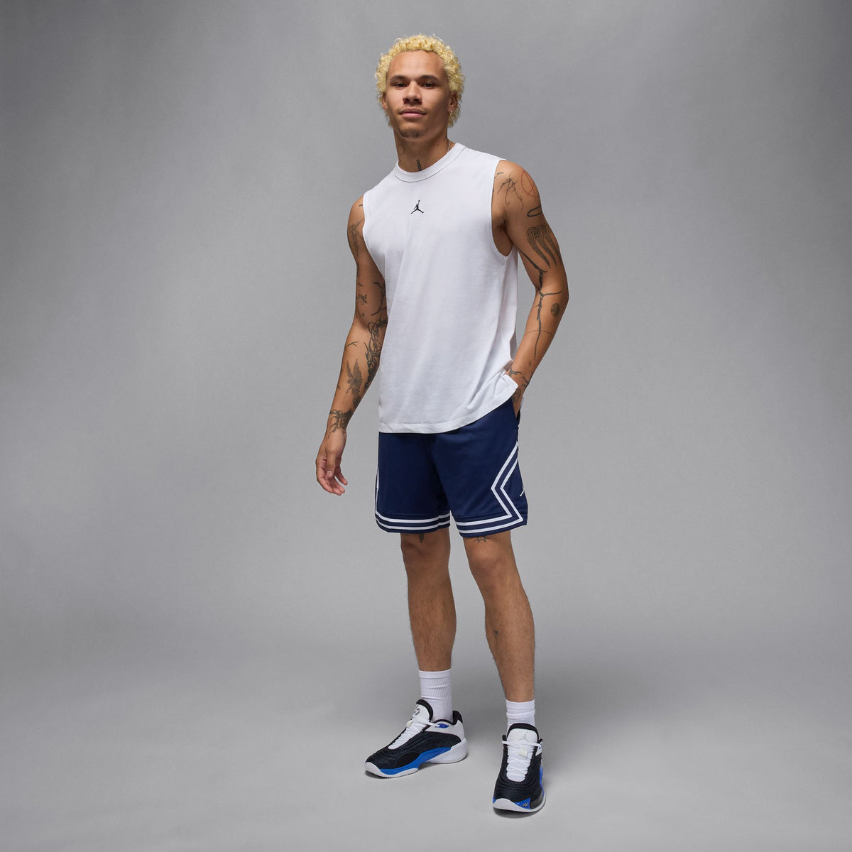 Men&#39;s Jordan Dri-FIT Mesh Diamond Shorts - MIDNIGHT NAVY/WHITE/WHITE