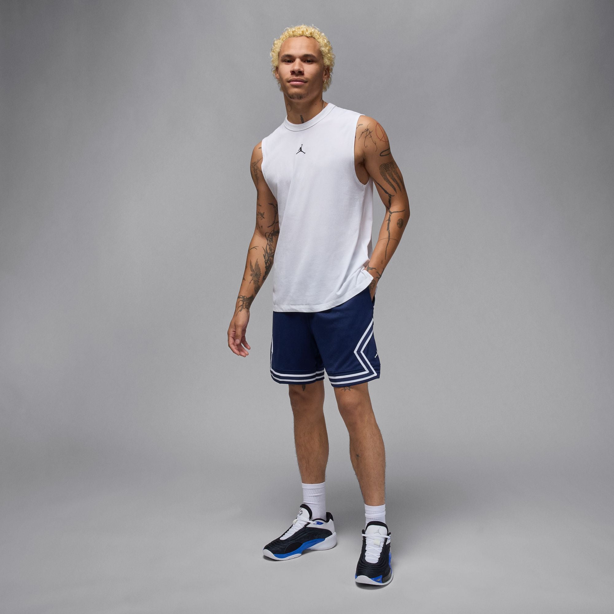 Men's Jordan Dri-FIT Mesh Diamond Shorts - MIDNIGHT NAVY/WHITE/WHITE