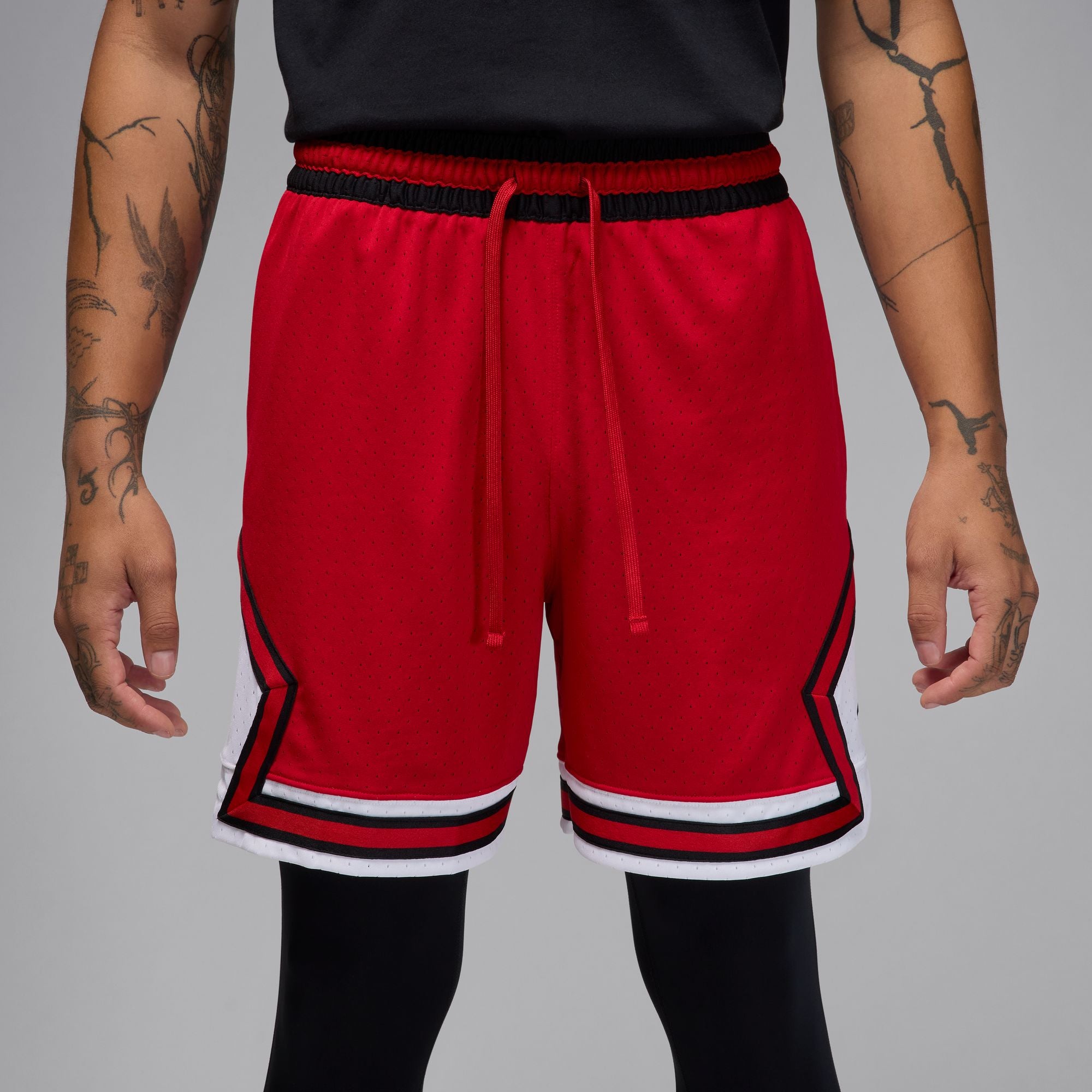 Men's Jordan Dri-FIT Mesh Diamond Shorts - GYM RED/WHITE/BLACK
