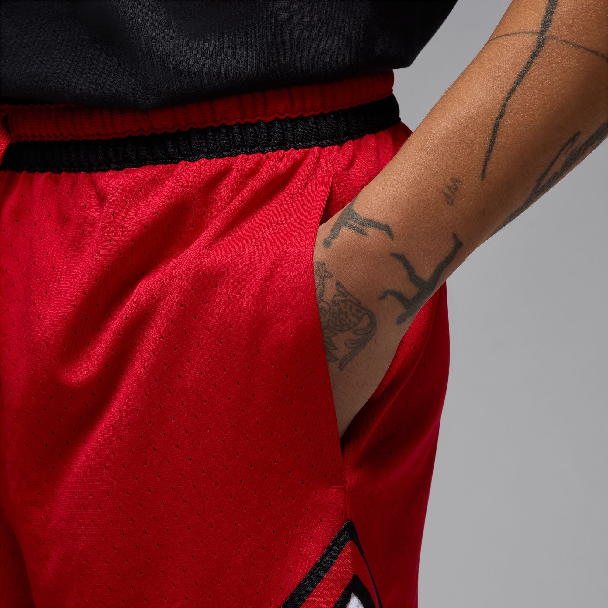 Men's Jordan Dri-FIT Mesh Diamond Shorts - GYM RED/WHITE/BLACK