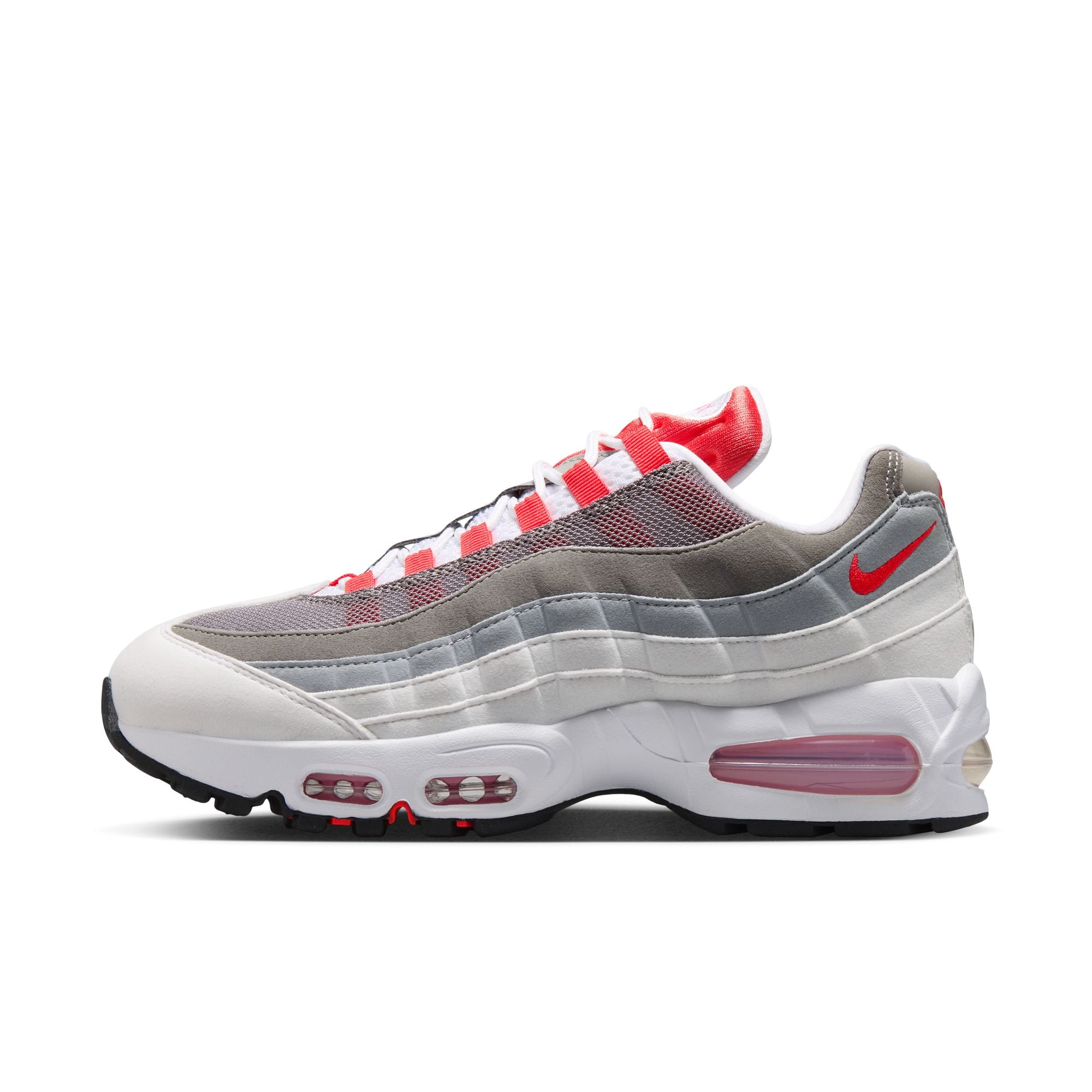 Women's Nike Air Max 95 Big Bubble - WHITE/LT CRIMSON-PINK RISE-WOLF GREY