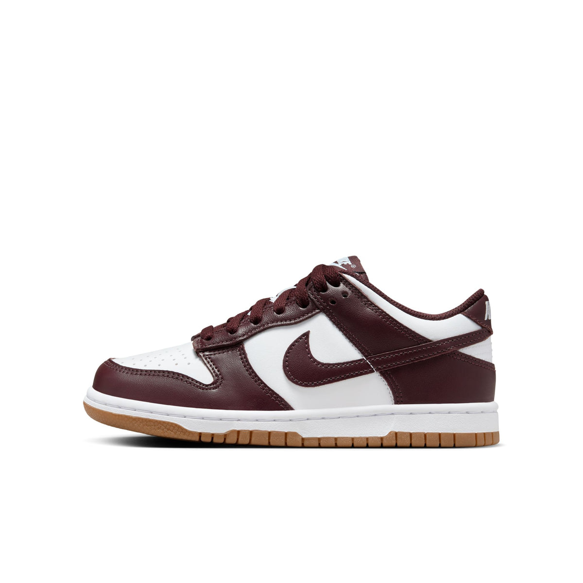 Nike Dunk Low (GS) - WHITE/BURGUNDY CRUSH-GUM LIGHT BROWN