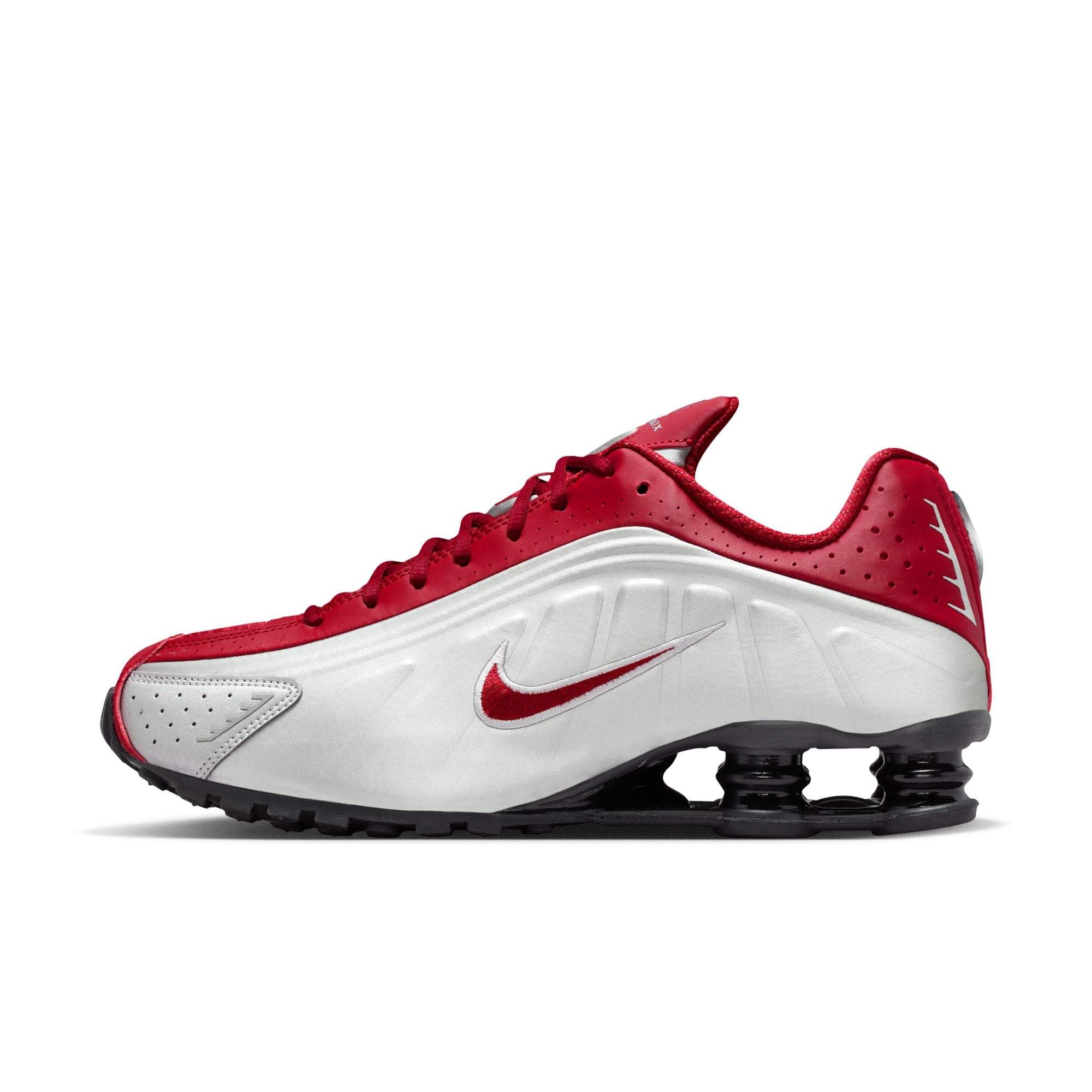 Men's Nike Shox R4 - METALLIC SILVER/TEAM CRIMSON-BLACK