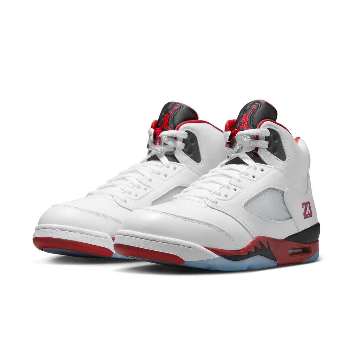 Men&#39;s Air Jordan 5 Retro &quot;Fire Red Black Tongue&quot; - WHITE/FIRE RED-BLACK
