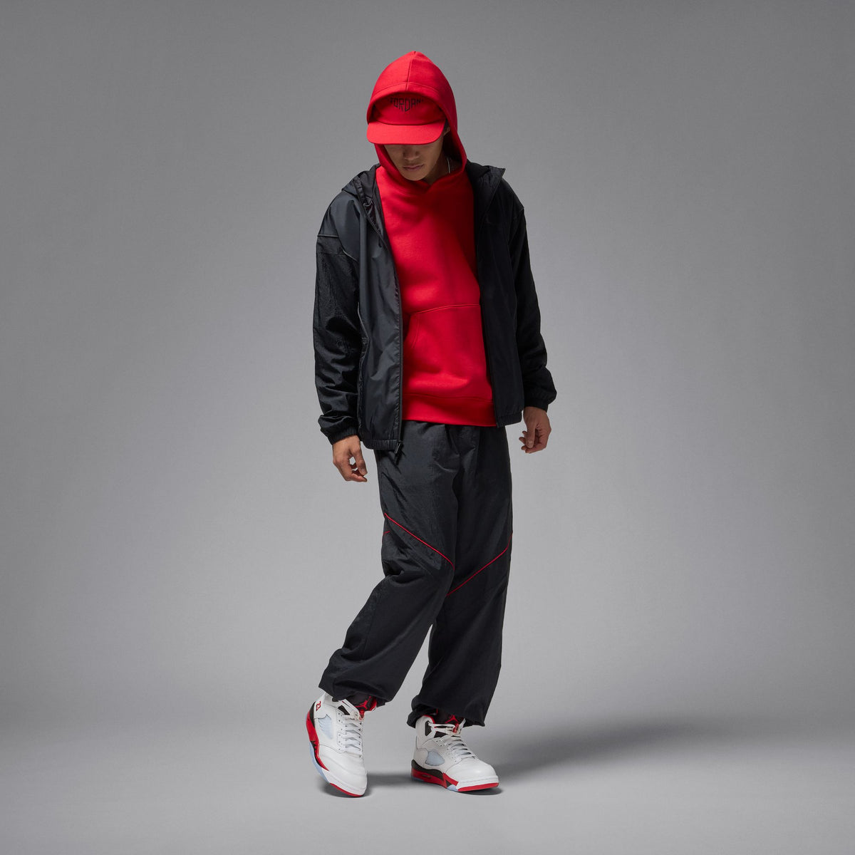 Men&#39;s Air Jordan 5 Retro &quot;Fire Red Black Tongue&quot; - WHITE/FIRE RED-BLACK