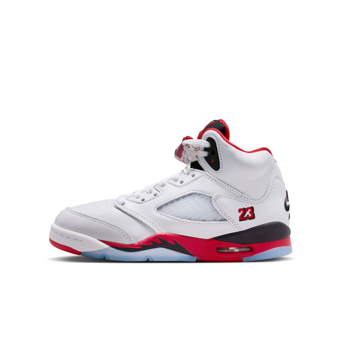 GS Air Jordan 5 Retro &quot;Fire Red Black Tongue&quot; - WHITE/FIRE RED-BLACK
