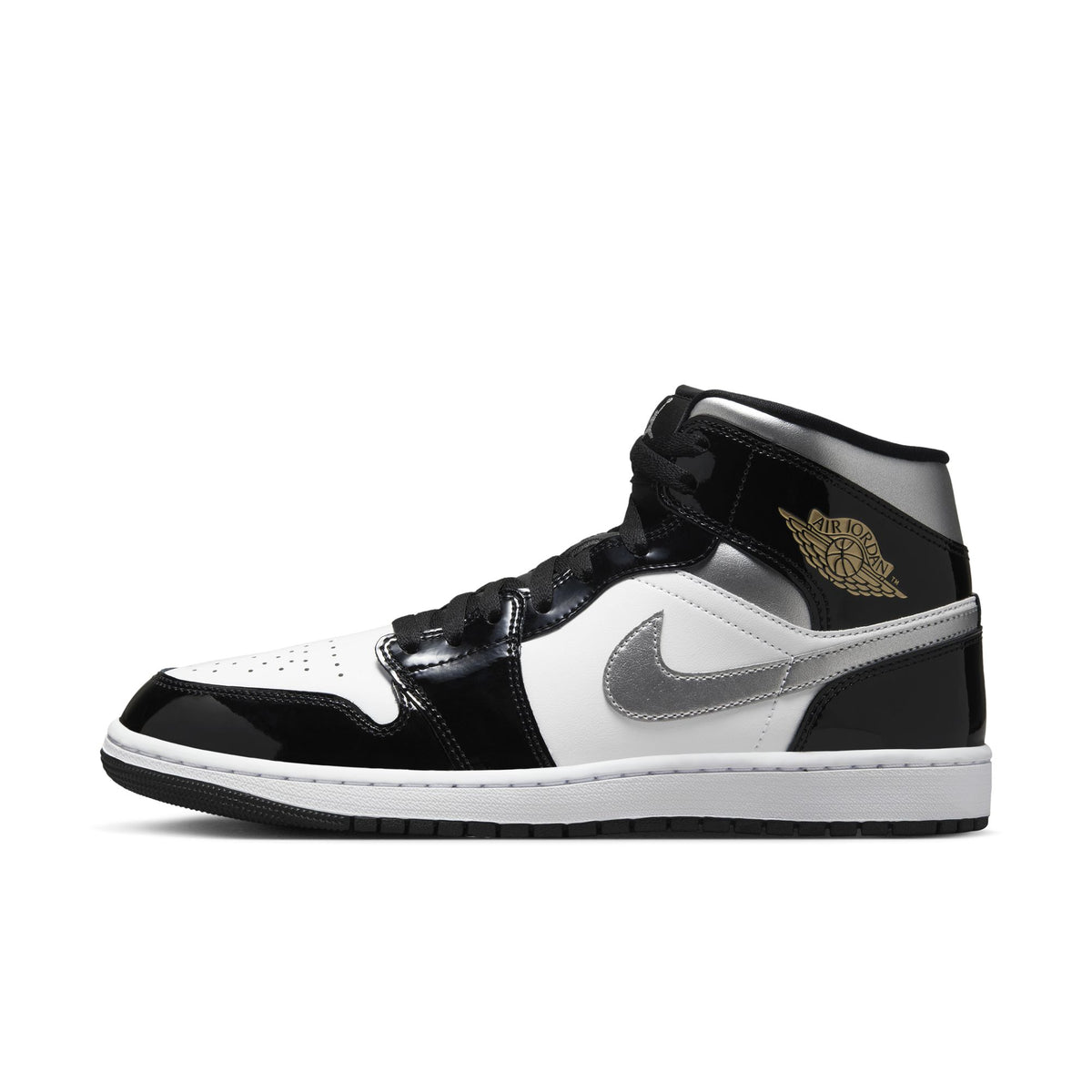 Men&#39;s Air Jordan 1 Mid - BLACK/METALLIC SILVER-WHITE