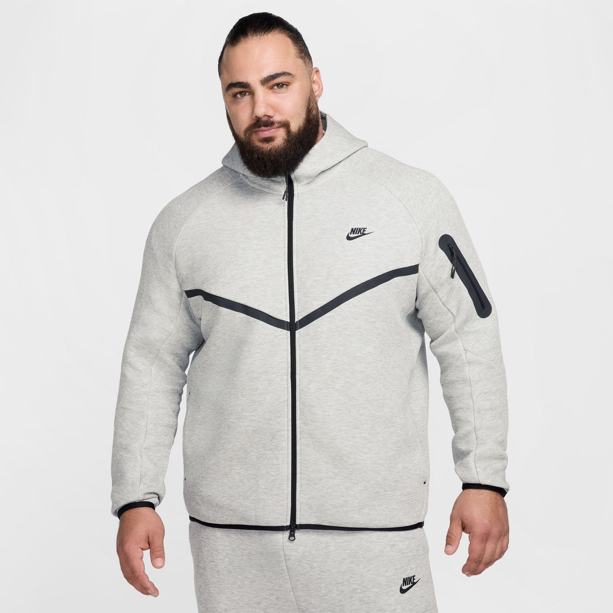 Men&#39;s Nike Fleece Full-Zip Hoodie - DK GREY HEATHER/BLACK