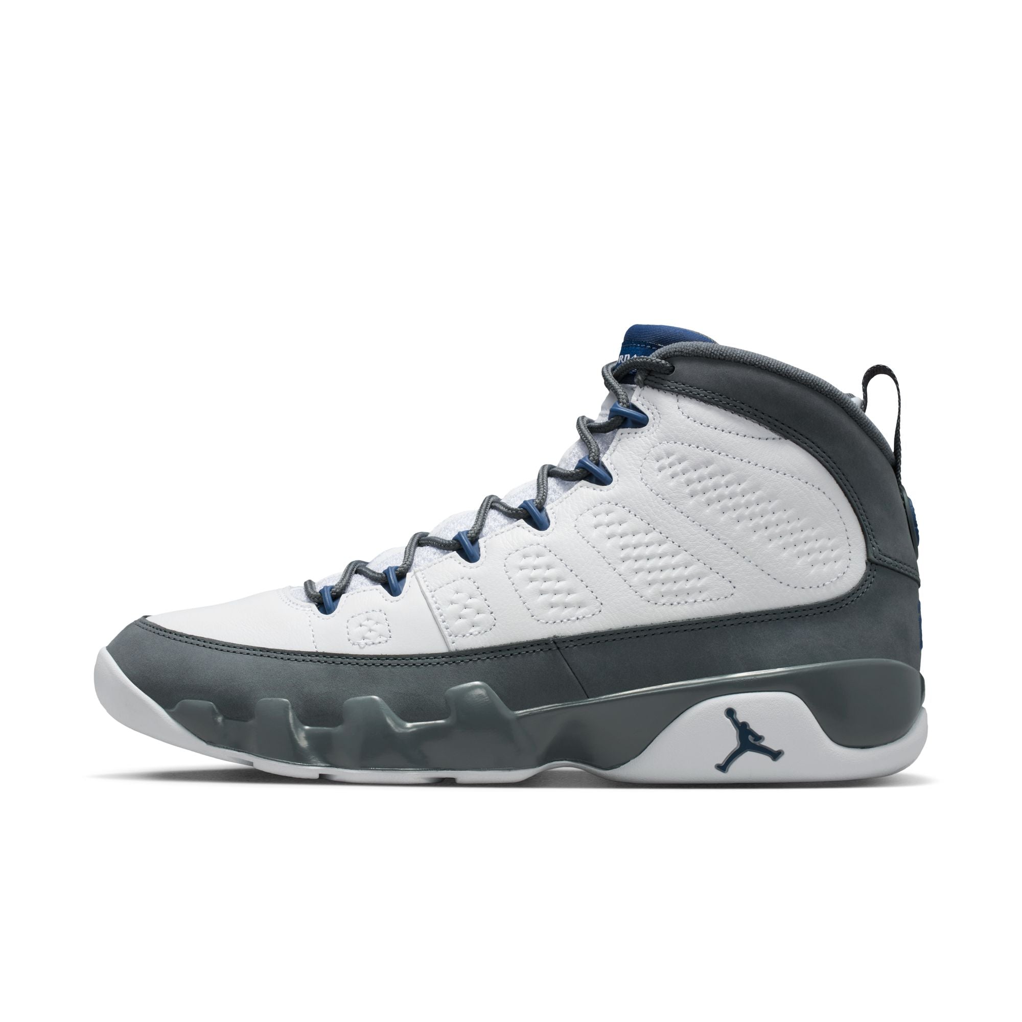 Men's Air Jordan 9 Retro "Flint Grey and French Blue" - WHITE/FRENCH BLUE-FLINT GREY
