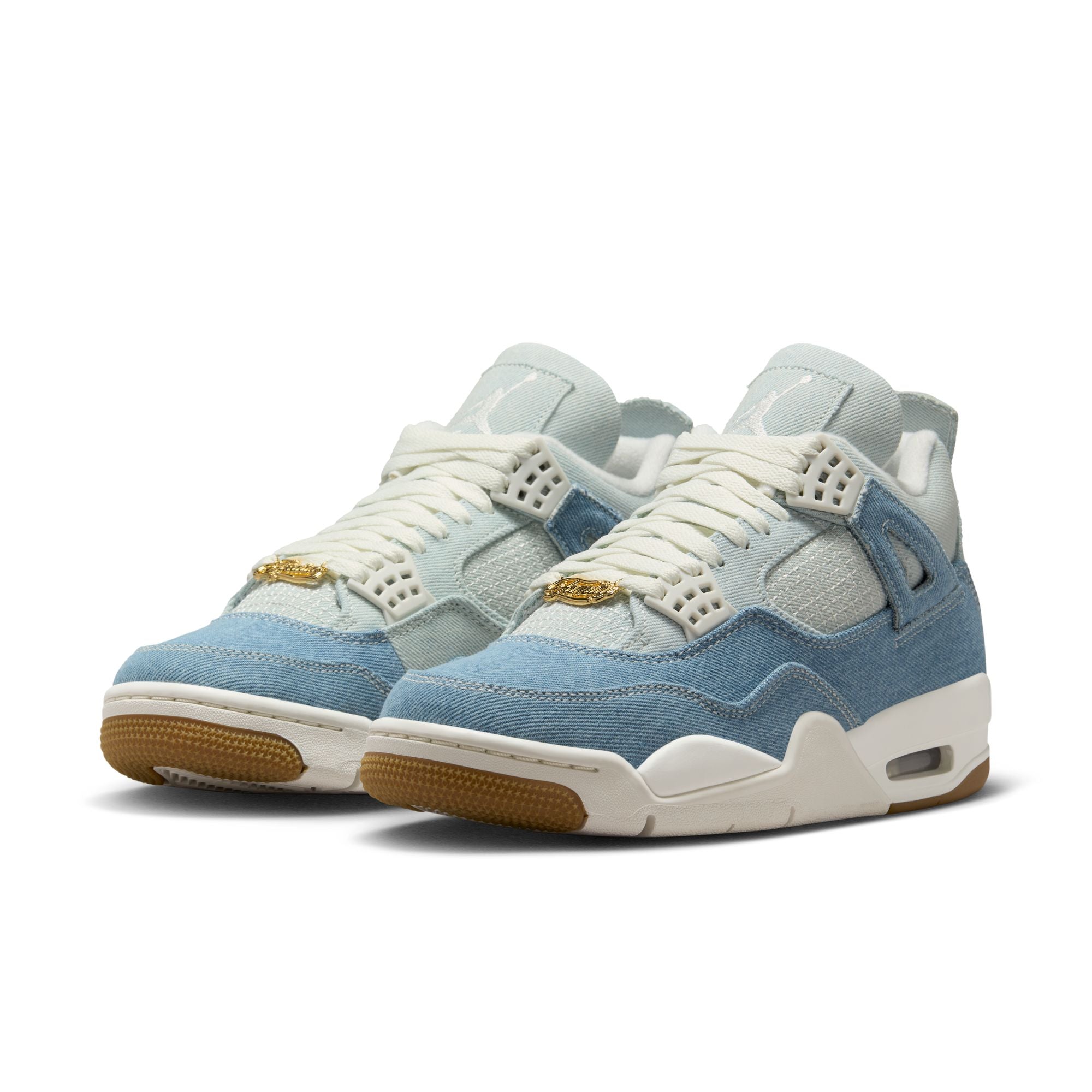 Women's Air Jordan 4 Retro - SAIL/SAIL-GUM LIGHT BROWN-WORN BLUE