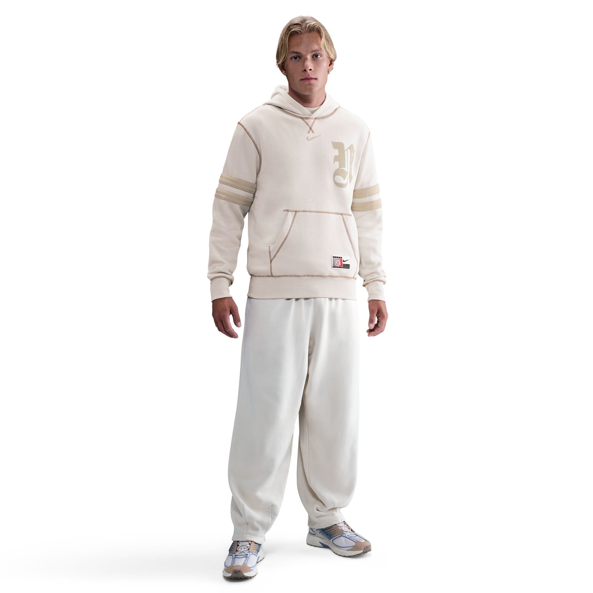 Men's Nike Fleece Pullover Hoodie - LIGHT BONE